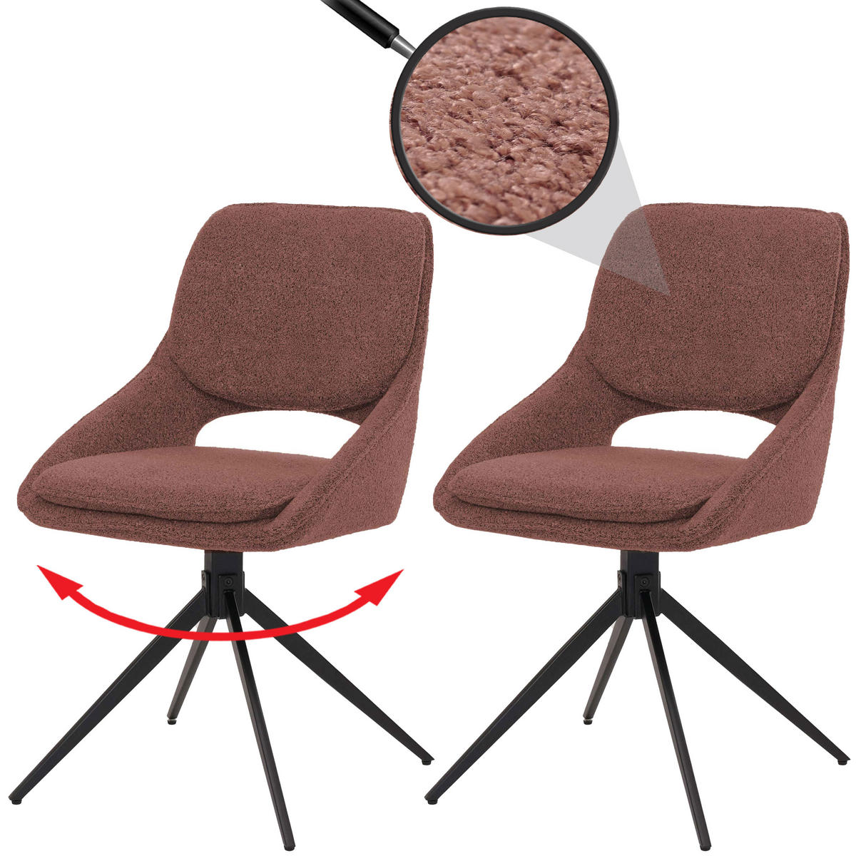 ESSZIMMERSTUHL Braun 2er-Set - Braun, Textil (55/87/55cm) - MCW