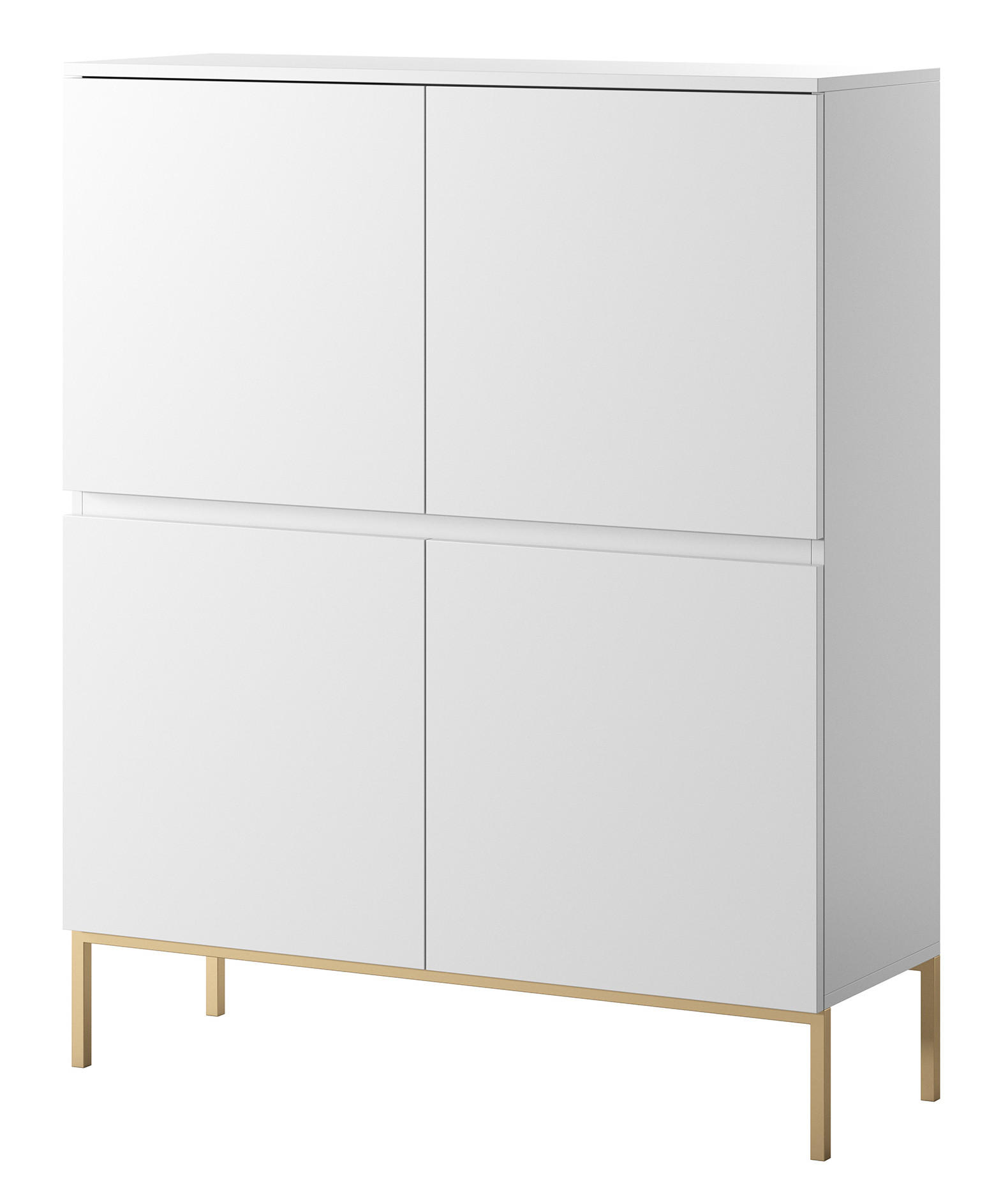 HIGHBOARD Bemmi Weiß mit goldenen Metallbeinen 100 cm - Goldfarben/Weiß, Holzwerkstoff/Metall (100/122/35cm) - Selsey