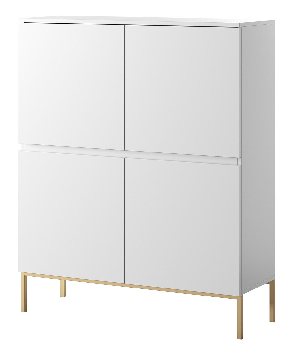 HIGHBOARD Bemmi Weiß mit goldenen Metallbeinen 100 cm - Goldfarben/Weiß, Holzwerkstoff/Metall (100/122/35cm) - Selsey
