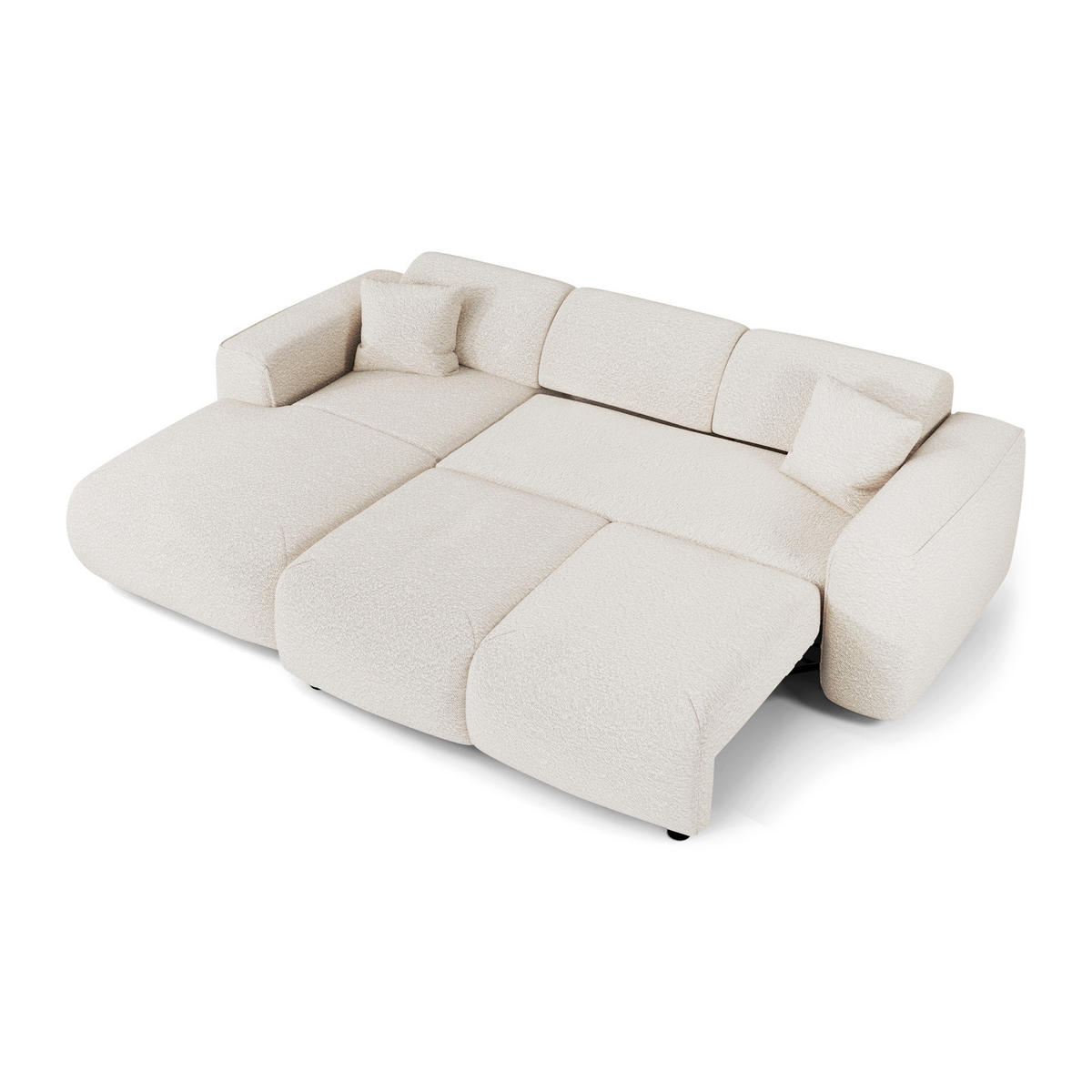 ECKSCHLAFSOFA Bouclé-Stoff Creme 283cm - Creme, Textil (283/180cm) - Sia Home