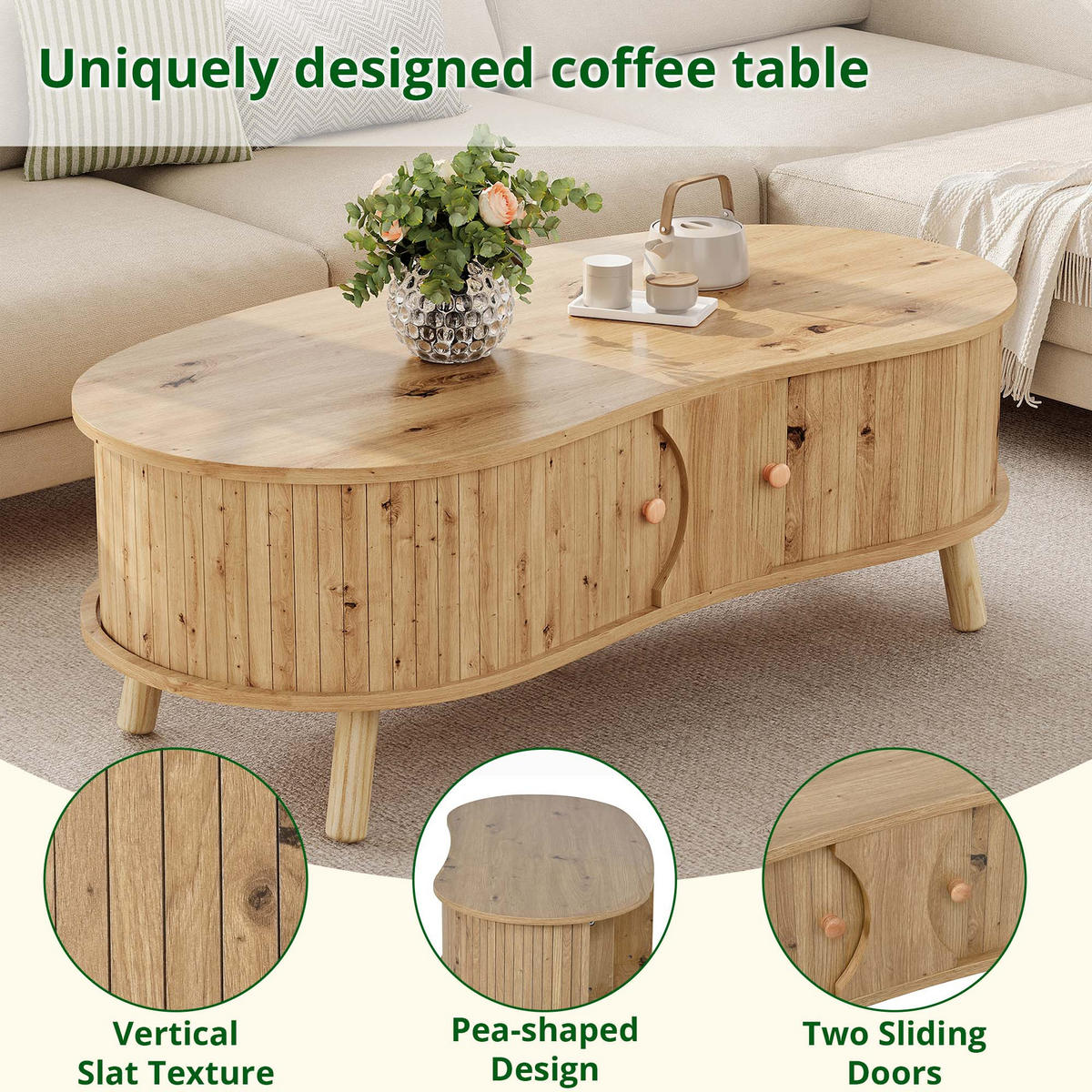 COUCHTISCH Natur 108/50/37 cm - Naturfarben, Holzwerkstoff (50/108/37cm) - PANGIVO