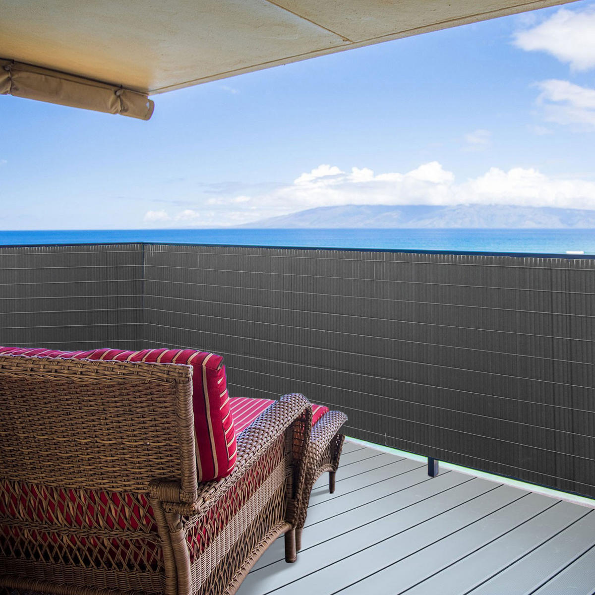 100X500 Sichtschutz Balkon - PVC Sichtschutzmatte Garten - Windschutz Terrasse - Grau, Kunststoff (0.9/100cm) - urfence