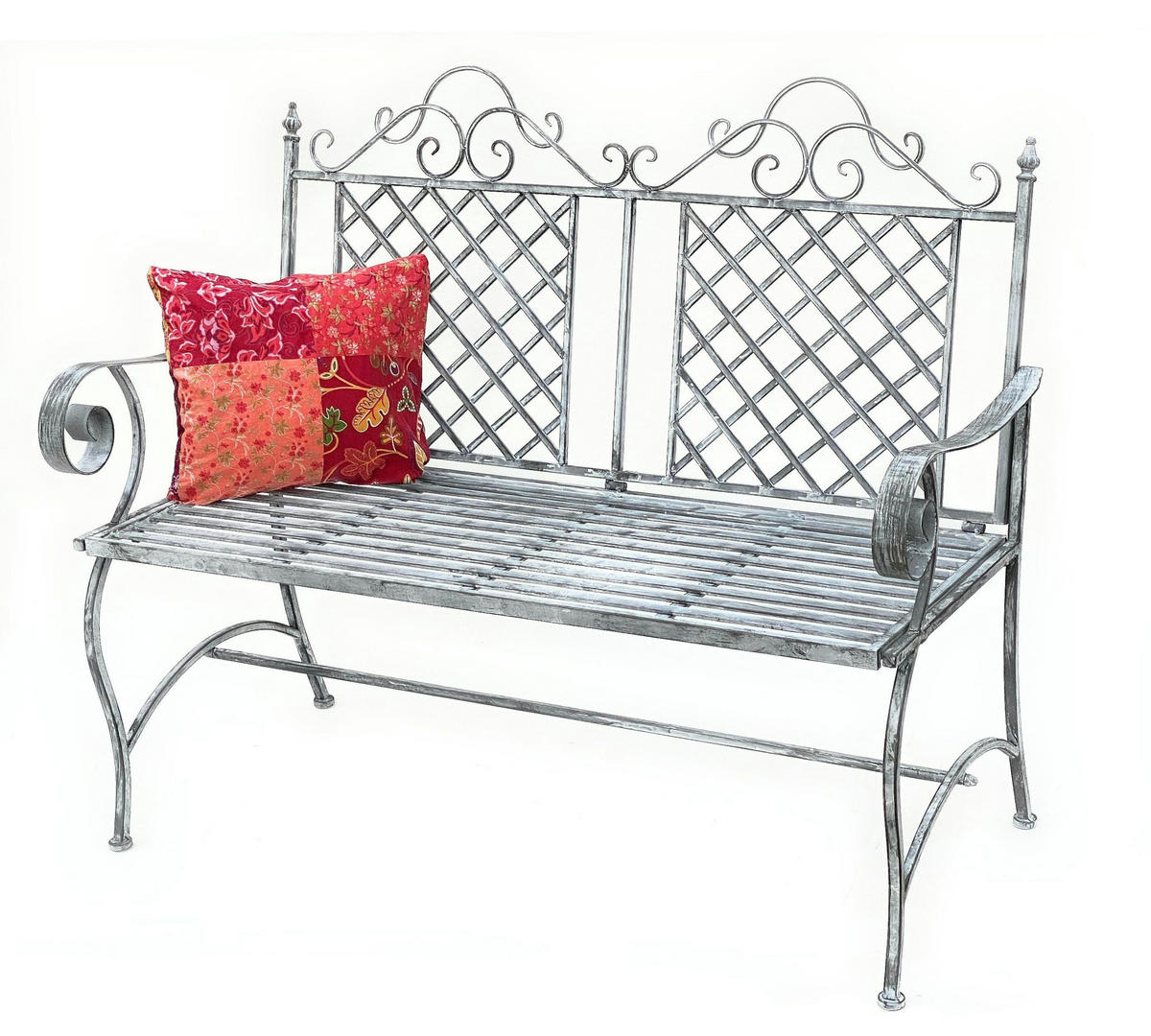 GARTENBANK aus Metall Grau 120 cm 96020 - Grau, Metall (118.5/98.5/60cm) - DanDiBo