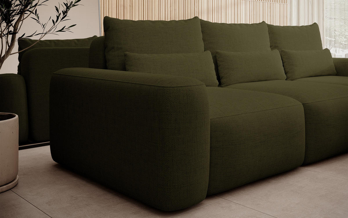 ECKSOFA Carnos Chenille-Bezug in Olivgrün - Olivgrün, Textil (264/162cm) - Selsey