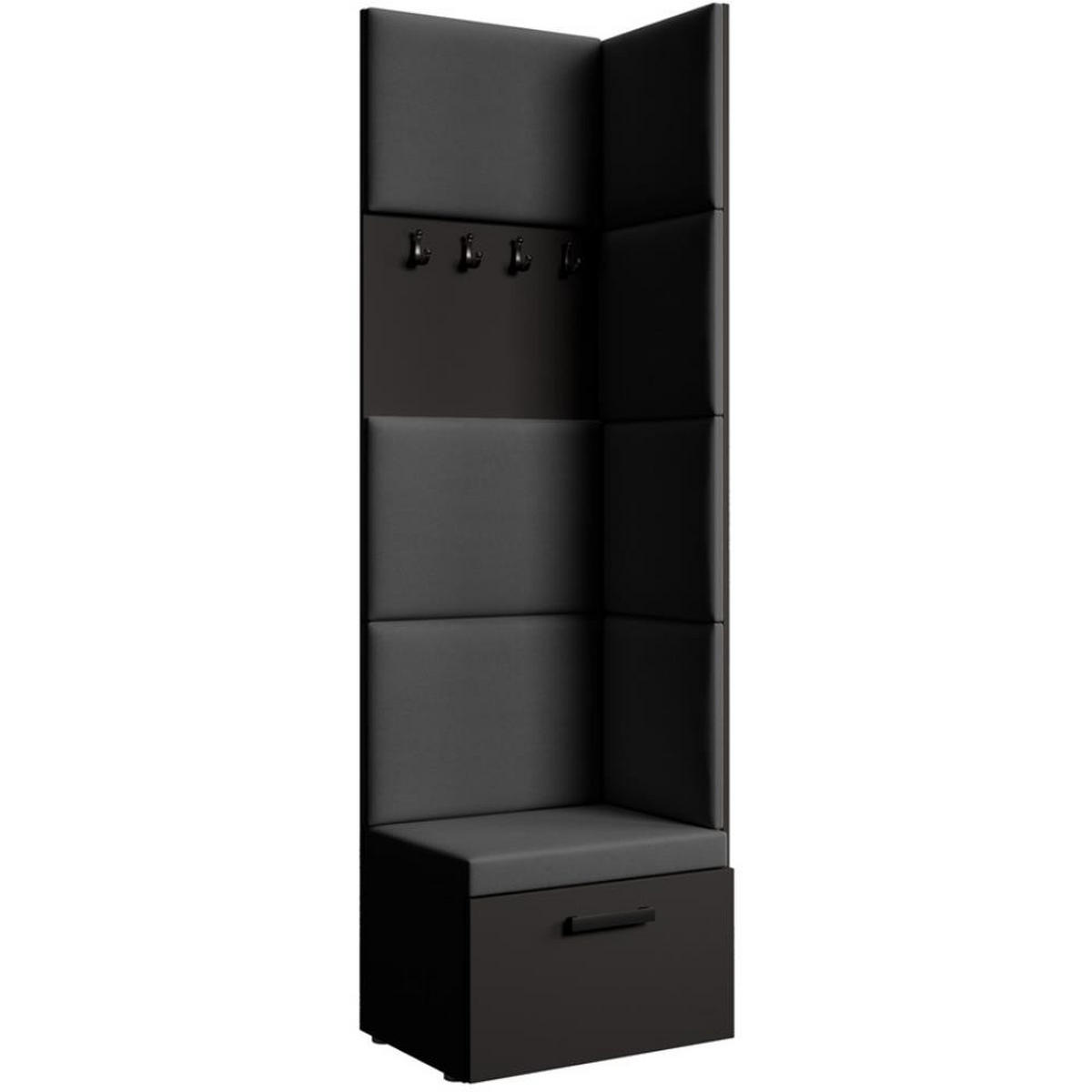 GARDEROBE Margaret V 81/203/43 mit gepolsterten Paneelen - Schwarz, Holzwerkstoff/Kunststoff (60/206.5/42cm) - Beautysofa
