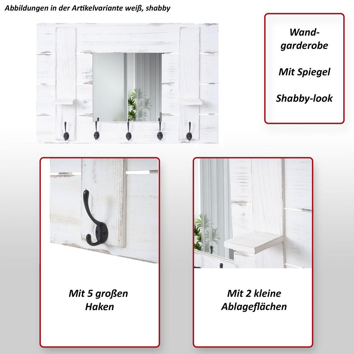 WANDGARDEROBE MIT SPIEGEL Braun - Braun, Holz (90/60/14cm) - MCW