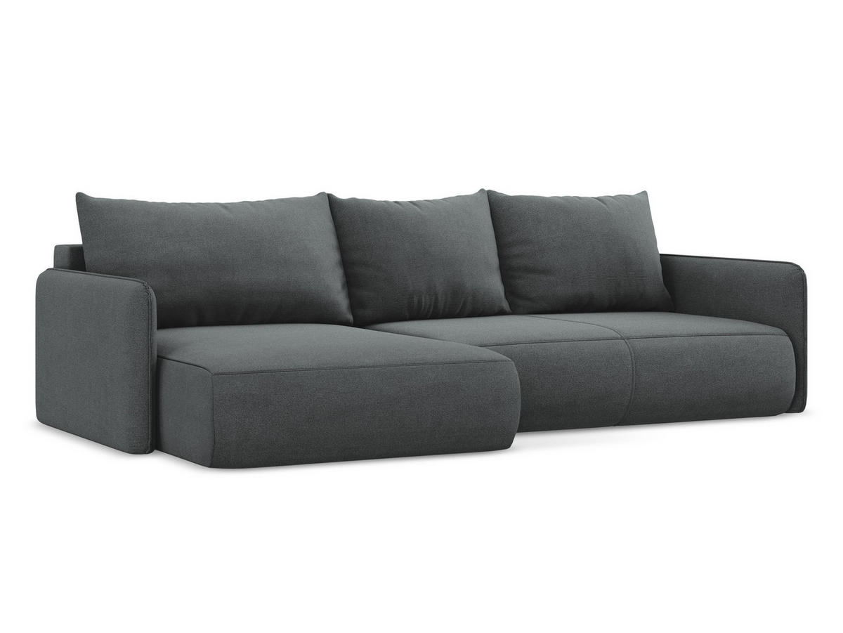 ECKSOFA mit Schlaffunktion Strukturstoff Stoff Blau - Blau/Blaugrau, Holz/Textil (162/236cm) - Makamii