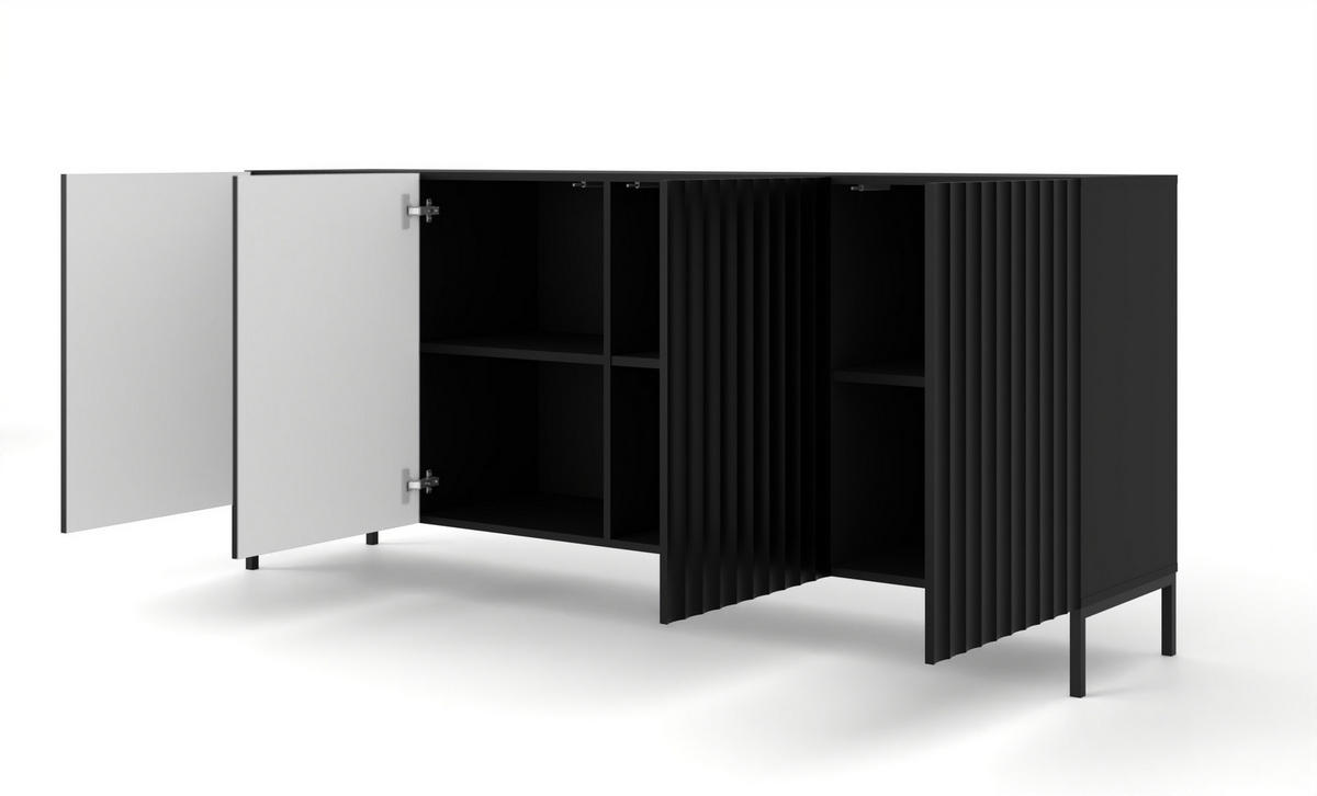 KOMMODE Schwarz, Schwarz 200/87/42 - Schwarz, Holzwerkstoff (200/87/42cm) - RAUMHIRSCH FURNITURE