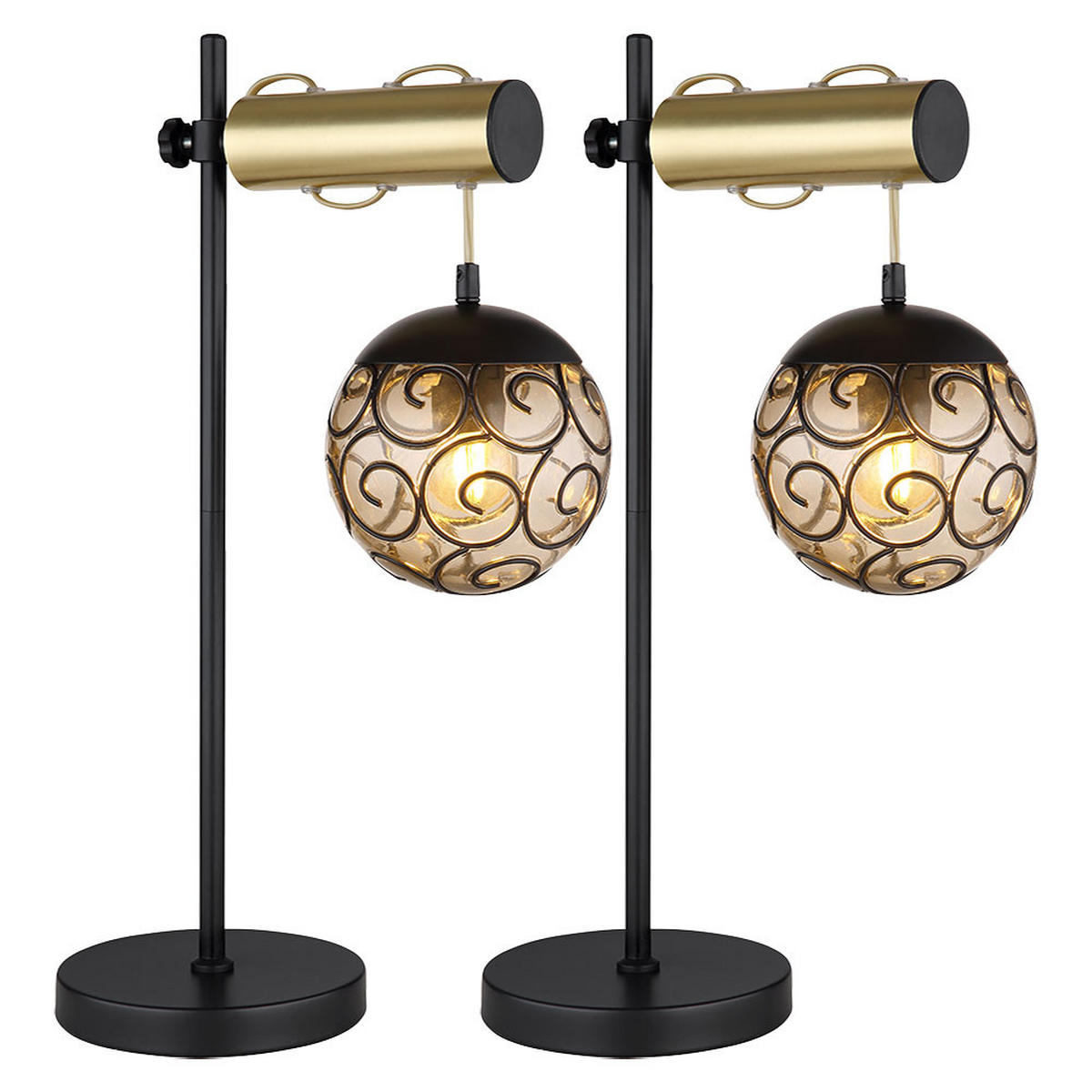 TISCHLEUCHTE Metall Schwarz Gold 2er Set - Schwarz, Metall (34/18/55cm) - Globo Lighting