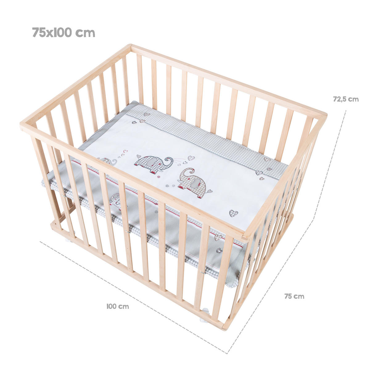 LAUFGITTER 100x75, Jumbo twins grau - Naturfarben, Holzwerkstoff (73/72/98.5cm) - Roba