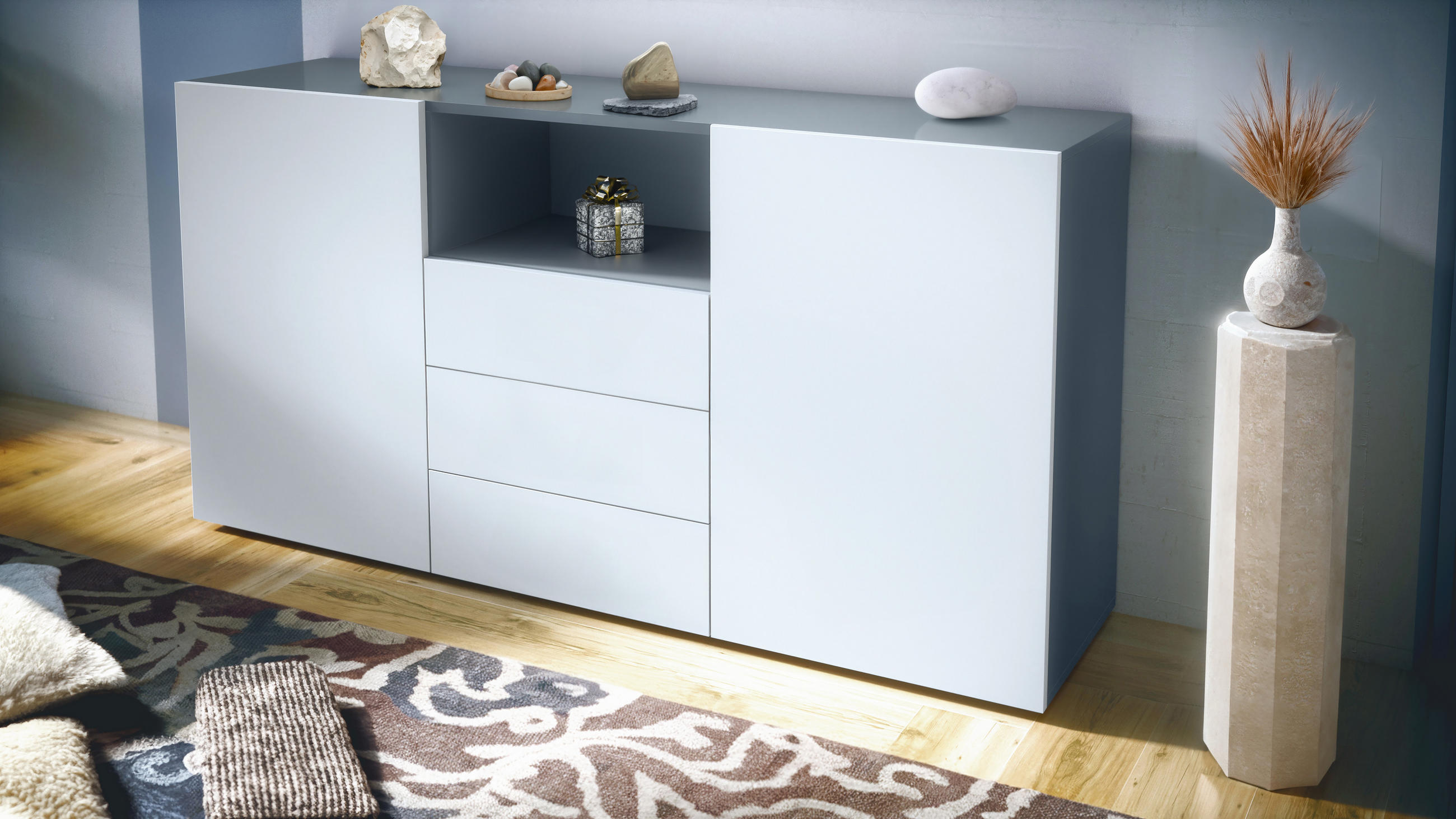 SIDEBOARD Skadu - Weiß, Holzwerkstoff (138.5/71.5/35cm) - Vladon