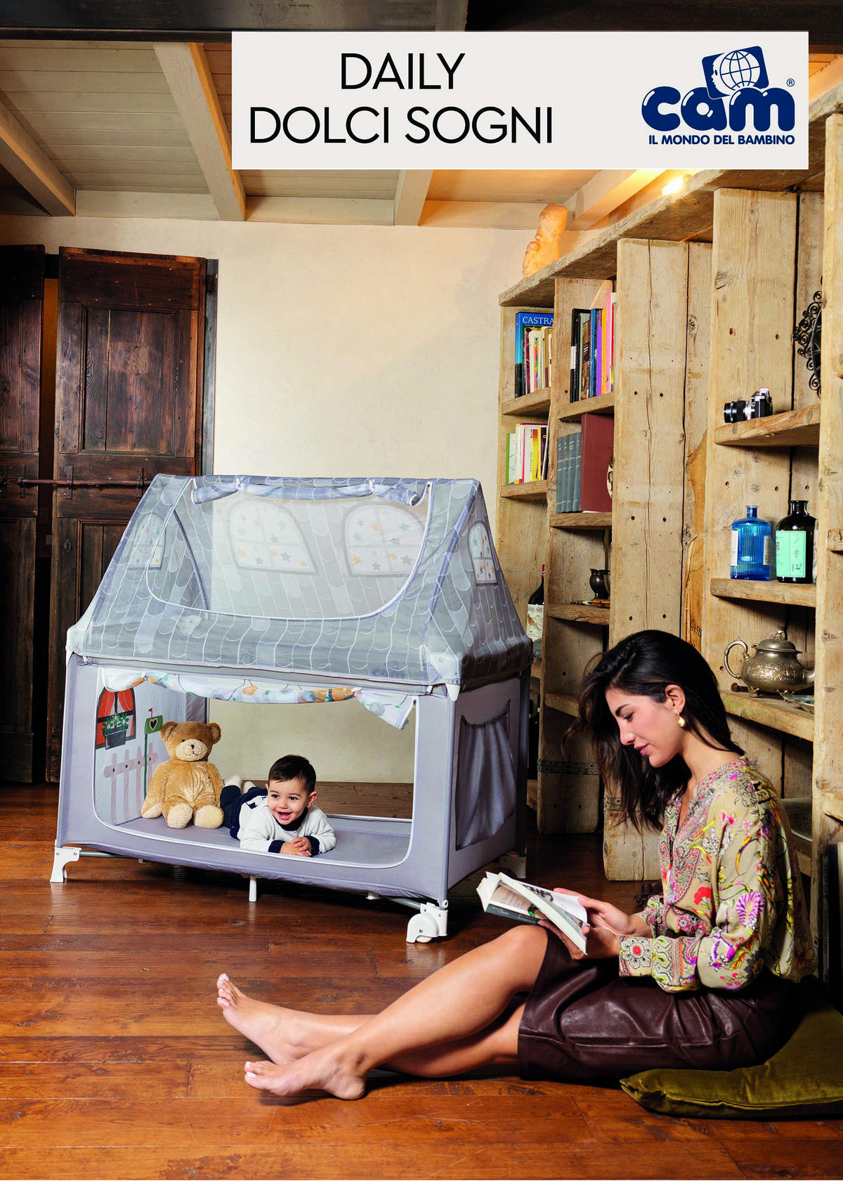 REISEBETT und Spielhaus Daily Dolci Sogni - Grau, Kunststoff/Textil (205/215cm) - Cam il Mondo del Bambino S.p.A.