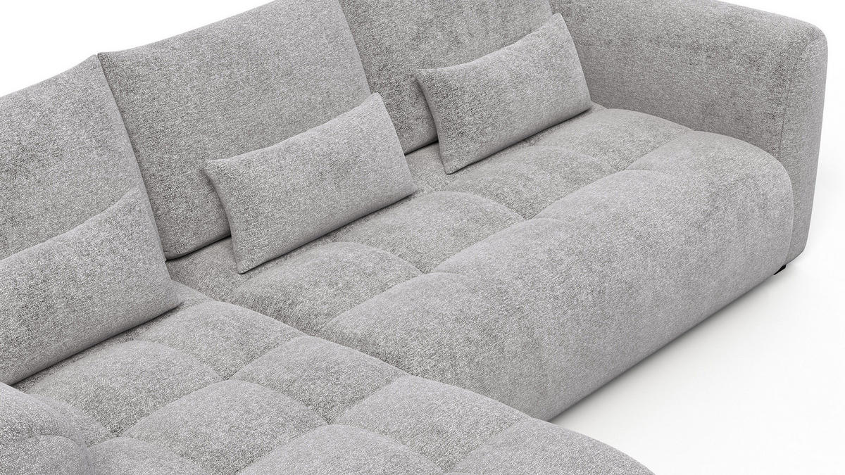 ECKSOFA SORENO 4-Sitzer, platingrau - Schwarz/Grau, Holz/Textil (293/171cm) - Courtois Laville
