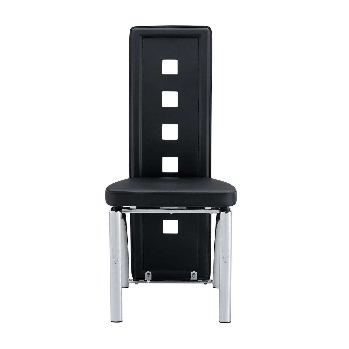 STUHL-SET DE-36590 2 Stück mit PU-Bezug und Metallbeinen Schwarz - Schwarz, Metall (49/102.5/43cm) - ComfortXL