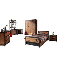 KINDERZIMMER Set komplett Kameko 12 Massivholz+MDF Schwarz/Cognac - Cognac/Schwarz, Holz (293/1/193cm) - 58aufmkessel
