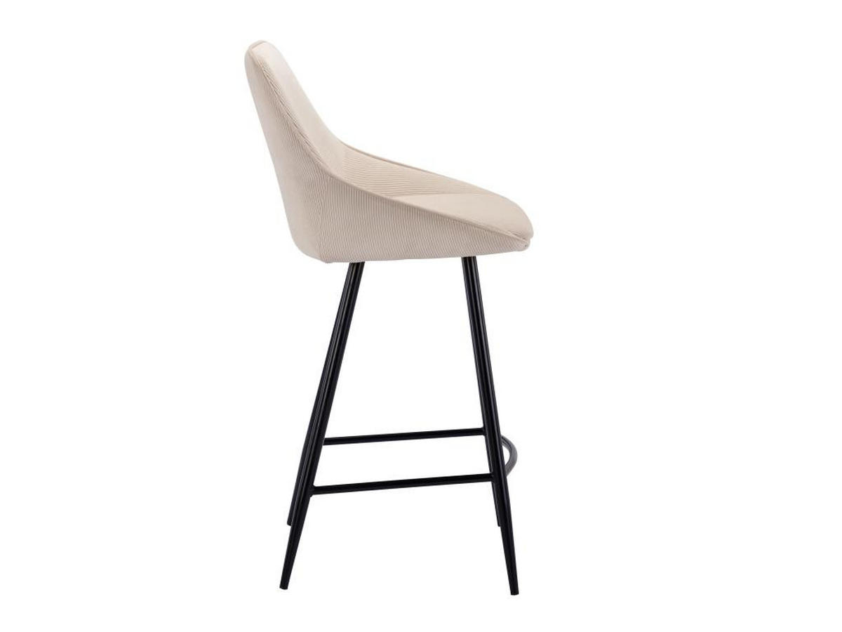 BARHOCKER 2er-Set - Cord & schwarzes Metall - Cremefarben - MASURIE - Creme, Textil (51/99/48cm) - Vente-Unique