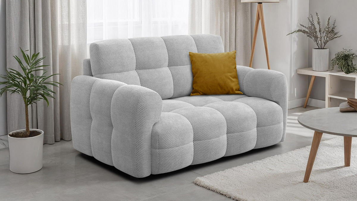 SOFA MELLOW 2-Sitzer, hellgrau - Hellgrau/Schwarz, Holz/Textil (153/87/98cm) - Wozimo