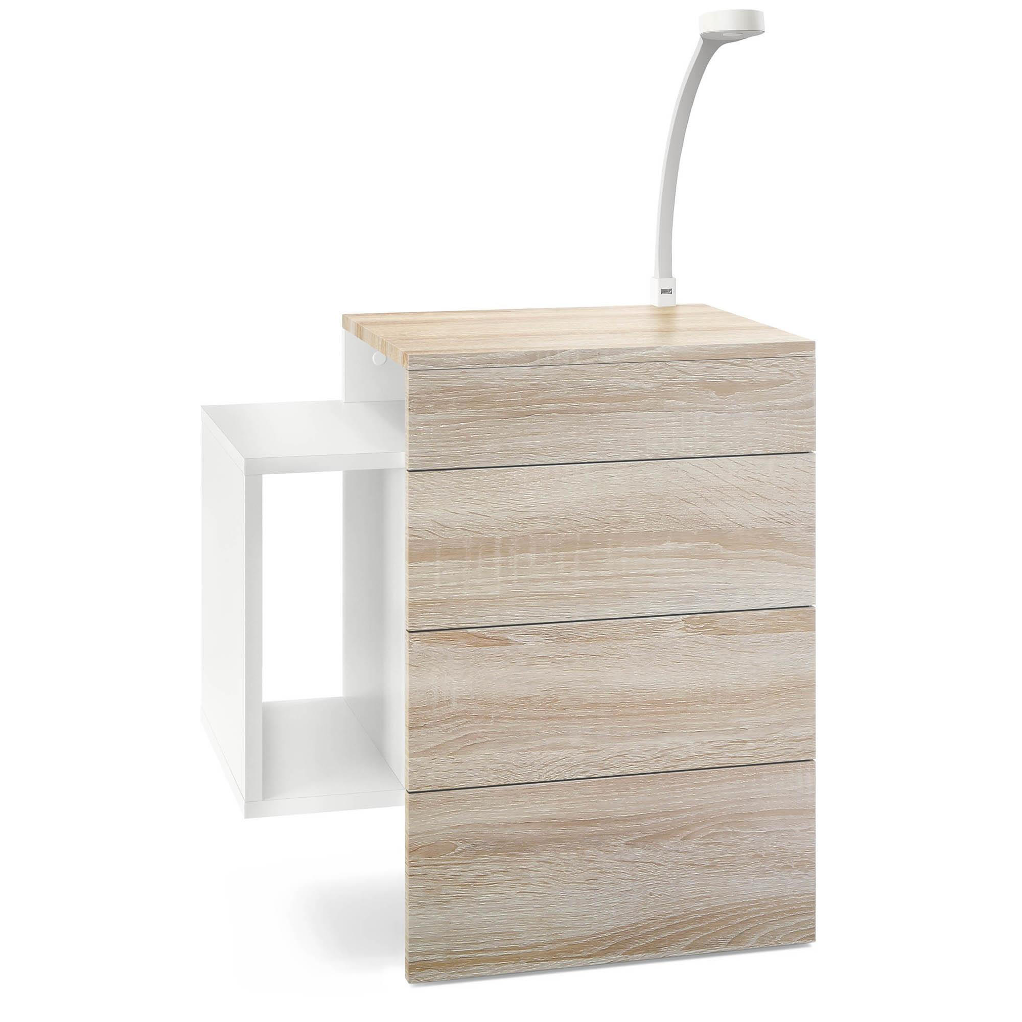 NACHTTISCH Queens Front in Eiche sägerau - Eiche San Remo, Holzwerkstoff (60/63/36cm) - Vladon