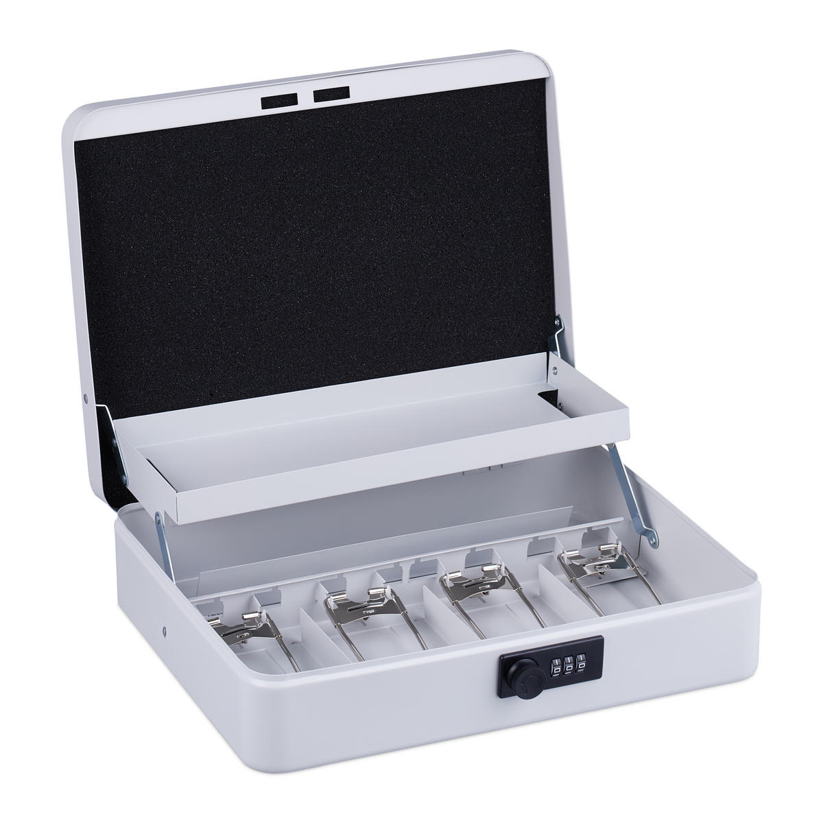 GELDKASSETTE Euro-Münzbrett - Weiß, Kunststoff/Metall (30.5/8.5/25cm) - Relaxdays