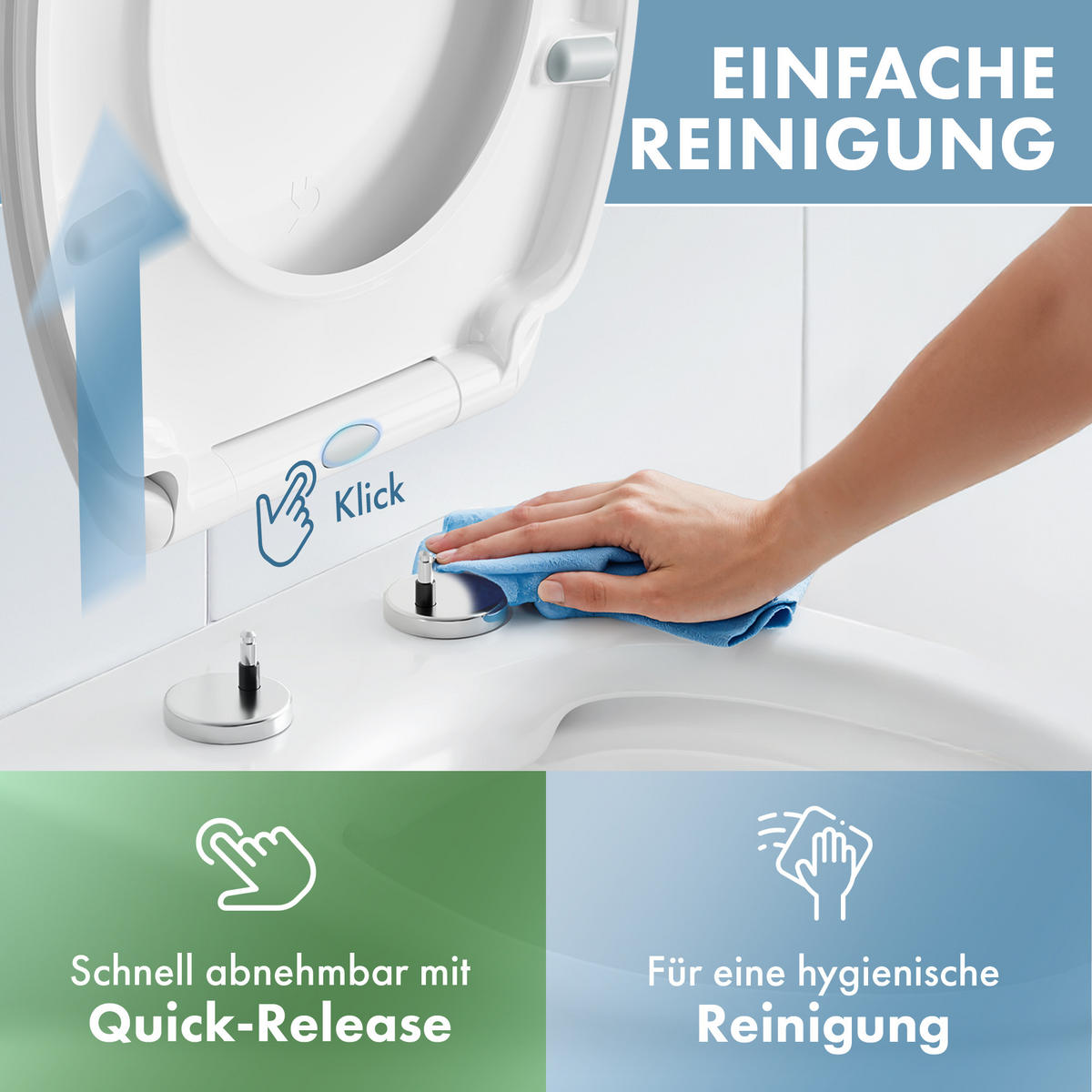 DOMUSPA Toilettensitz Oval mit Quick-Release Funktion - Weiß, Kunststoff (45/5.5/37.6cm) - DomuSPA