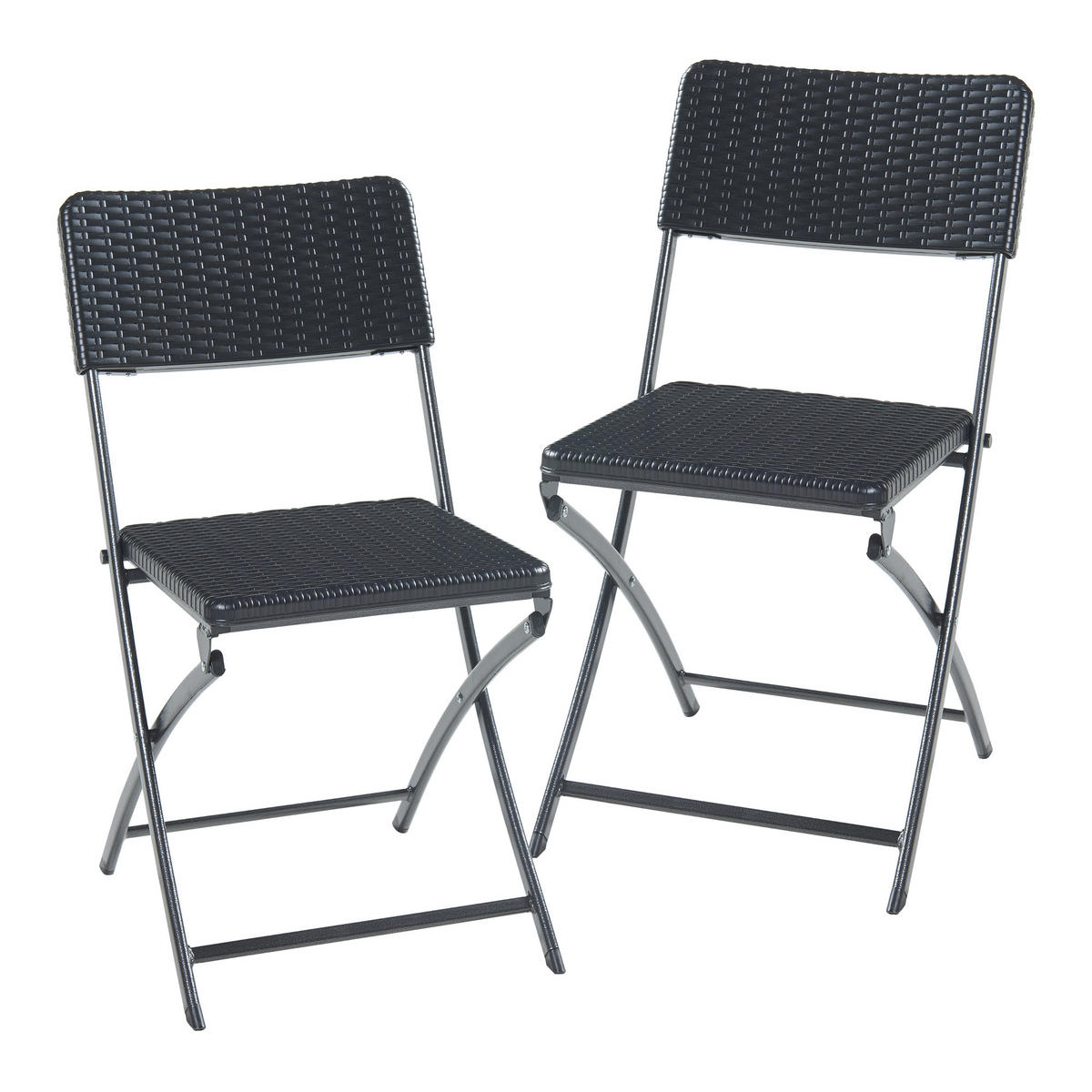 KLAPPSTUHL-SET 2 TLG. Mark - Schwarz, Kunststoff/Metall (45/81/58cm) - [en.casa]