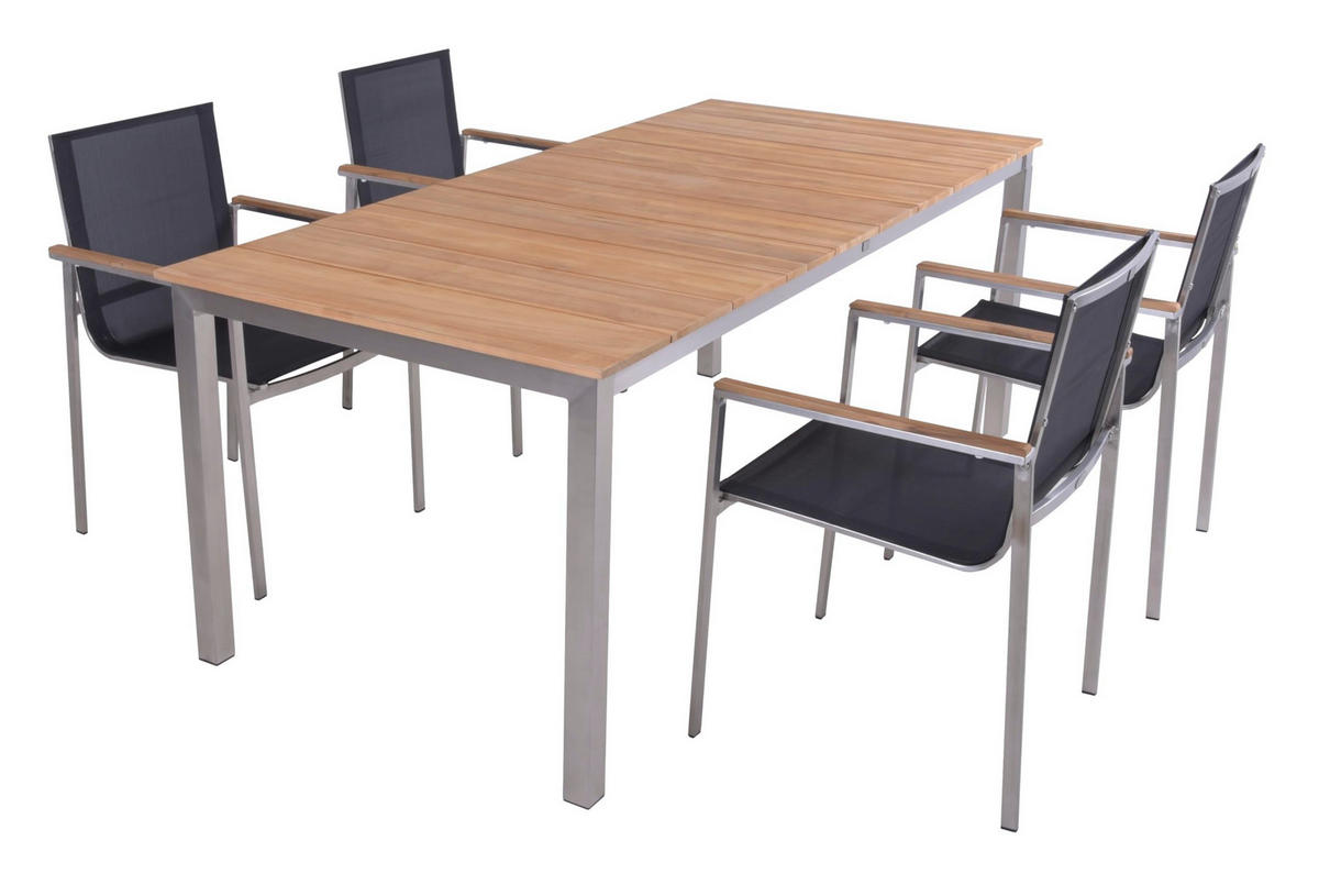 GARTEN-SITZGRUPPE Svea 5-teilig Gartenmöbel-Set - Hellbraun, Holz - DELUKE