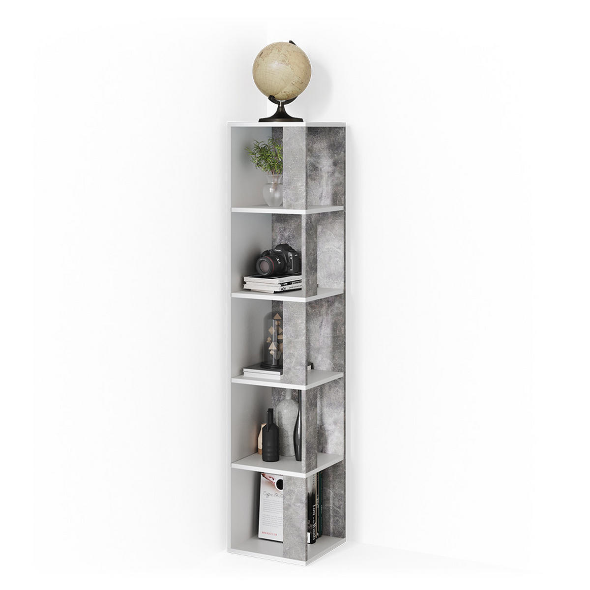 ECKREGAL Lio Beton 33.3 x 162.2 cm - Grau, Holzwerkstoff (33.3/162.2/33.3cm) - Vicco