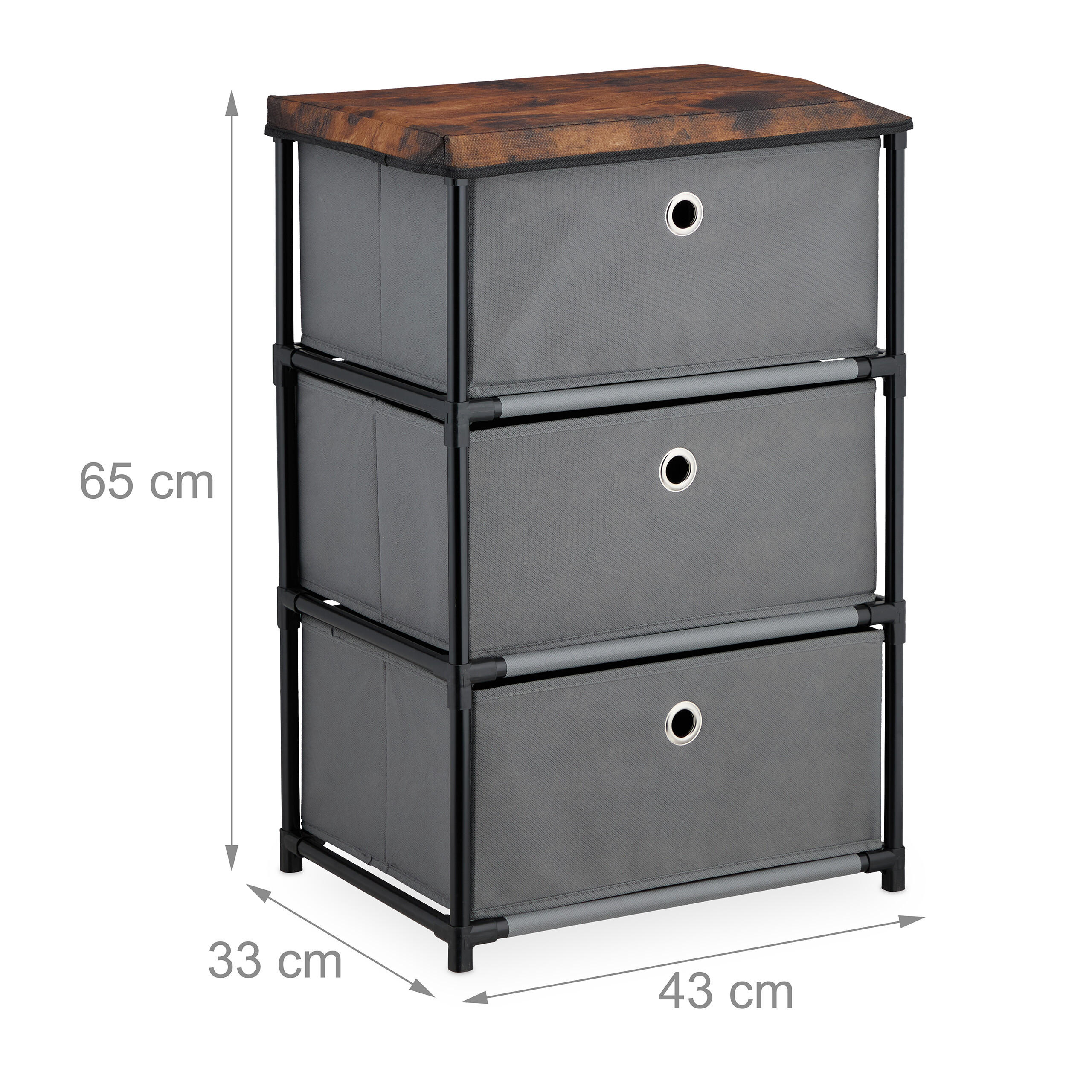 Thumbnail - Relaxdays Kommode, Mehrfarbig, Metall, Kunststoff, Holzwerkstoff, 43x65x33 cm, Wohnzimmer, Kommoden & Sideboards, Kommod...