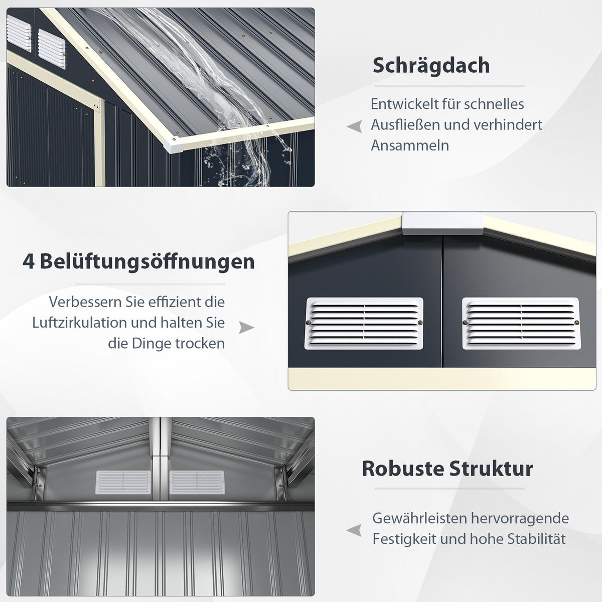 GERATEHAUS Metall abschließbar Grau - Grau, Metall (127/195/213cm) - COSTWAY