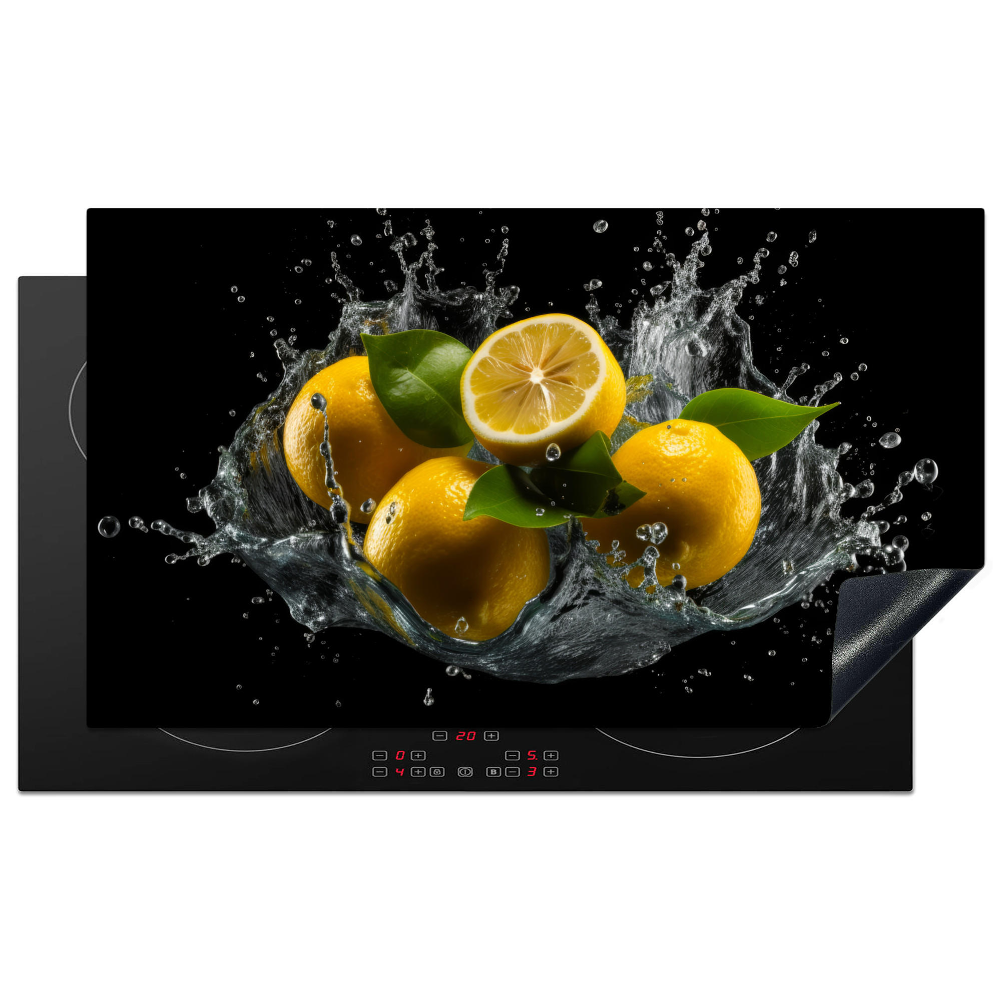 HERDABDECKPLATTE Zitrone - Obst - Gelb - Schwarz 91x52 cm - Gelb, Kunststoff (91.2/0.2/52cm) - MuchoWow
