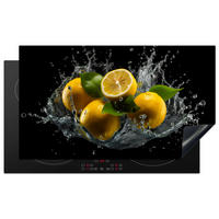 HERDABDECKPLATTE Zitrone - Obst - Gelb - Schwarz 90x52 cm - Gelb, Kunststoff (90/0.2/52cm) - MuchoWow