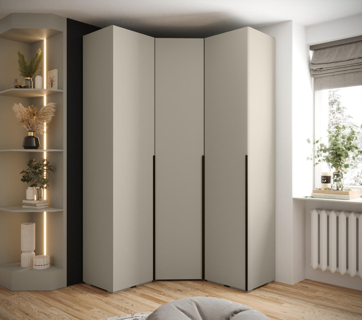 GARDEROBEN-SET 236,7/131,7/47 - Kaschmir/Schwarz, Holz/Kunststoff (131.7/236.7/47cm) - Abiks Möbel