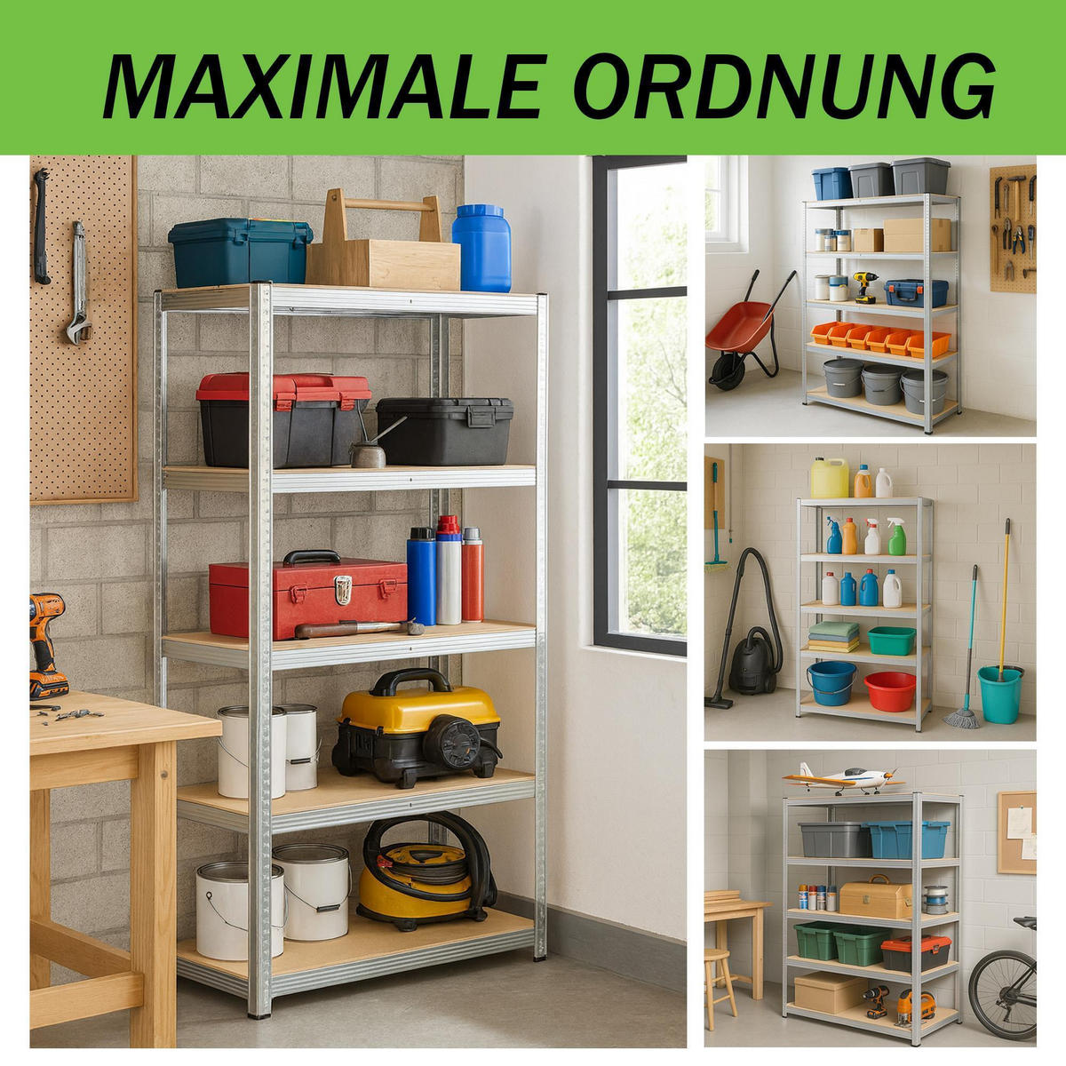 SCHWERLASTREGAL 172x30x75 cm Tragkraft 375 kg - Silberfarben, Metall (75/172/30cm) - Bestlivings