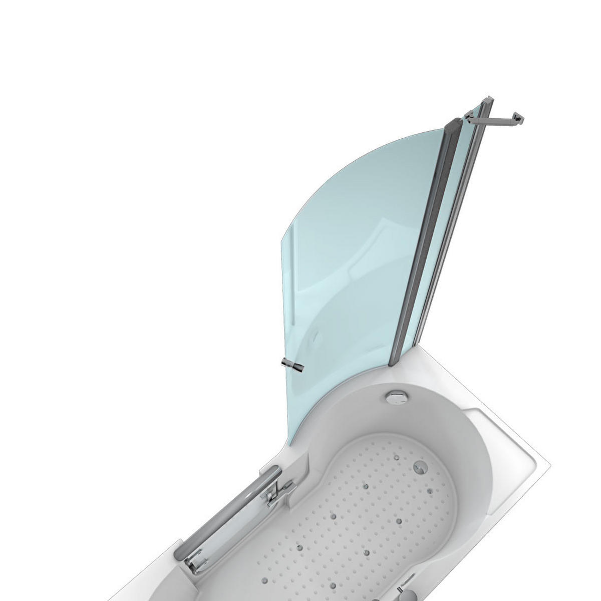 SENIORENDUSCHE Whirlpool mit Tür S12D-EH-AIR-R-EC - Weiß, Glas/Kunststoff (170/200/85cm) - AcquaVapore by Sandra Jentho