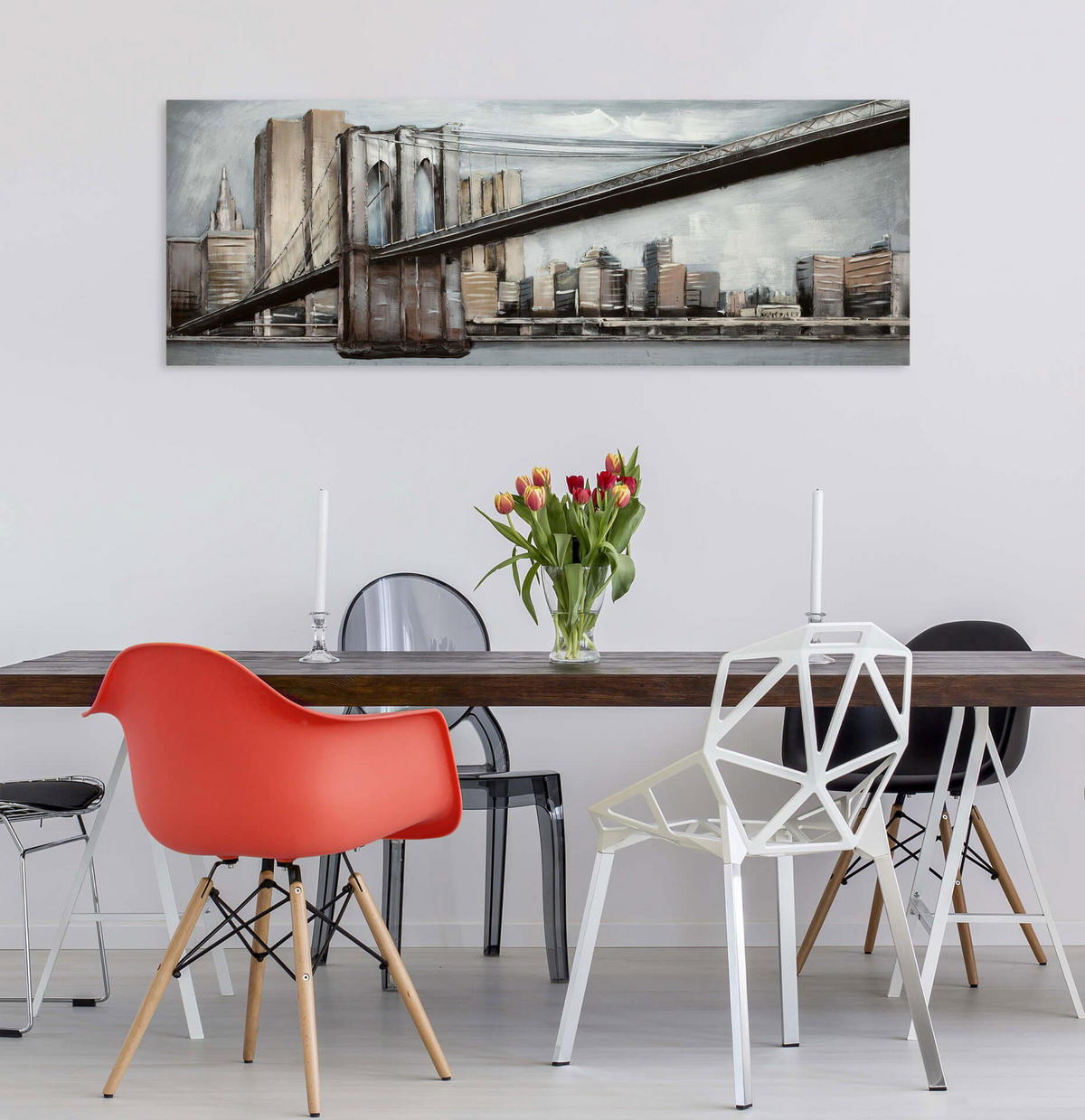 METALLBILD Grau 144/44 cm - Blau/Grau, Metall (144/44cm) - KUNSTLOFT