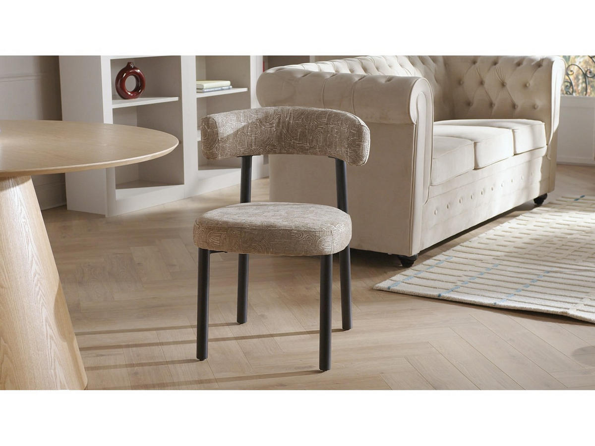 STUHL - 59cm x 58cm - Polyester - beige, weiß - SELORIN - Beige, Textil (59/80/58cm) - Vente-Unique