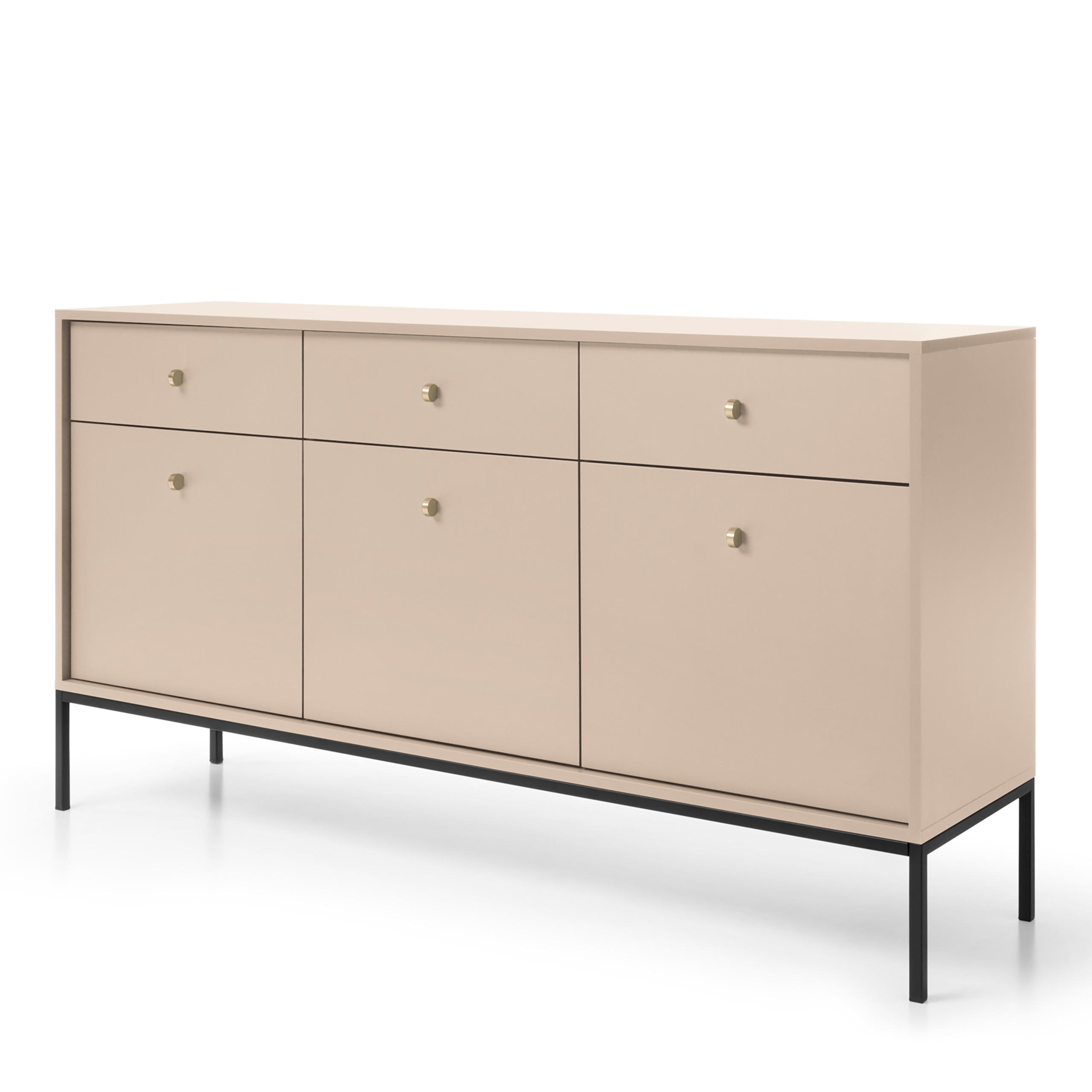 SIDEBOARD MONDO 154/83/39 cm mit 3 Schubladen 3 Türen Beige - Beige, Holzwerkstoff (154/83/39cm) - MASSENO