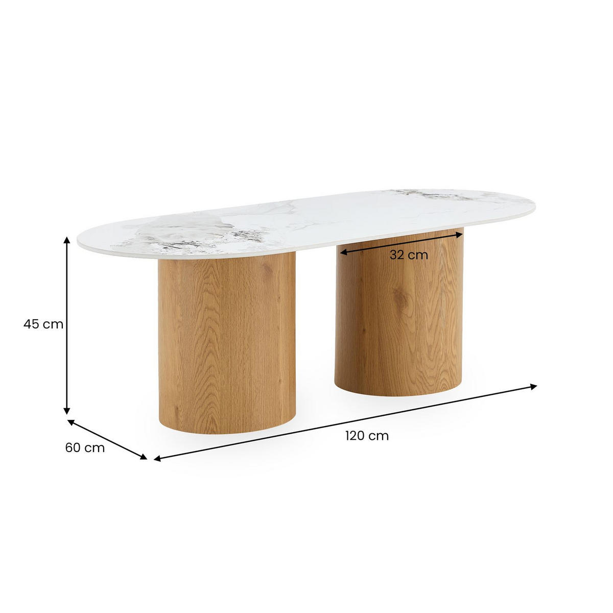 COUCHTISCH REALM Marmor weiß - Weiß, Holzwerkstoff (60/120/45cm) - IDIMEX