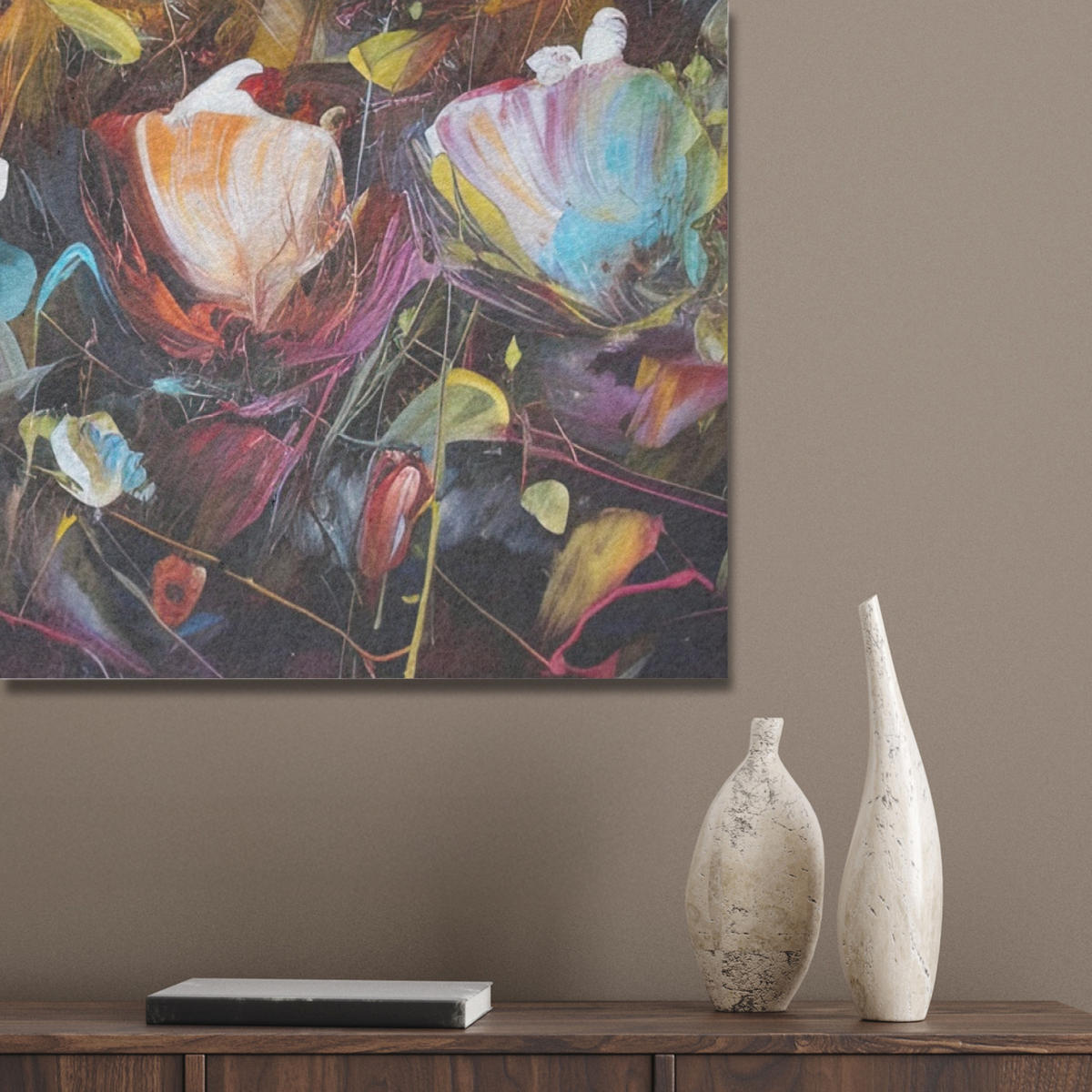 AKUSTIKPANEEL Blumen - Kunst - Natur - Ölgemälde 70x100 cm - Multicolor, Textil (70/0.9/100cm) - MuchoWow