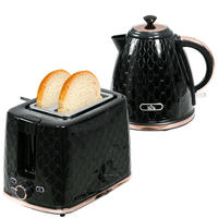 WASSERKOCHER-TOASTER SET, 1,7 L, 7 Bräunungsstufen, Schwarz - Schwarz, Kunststoff (19.5/23.4/24.2cm) - Rolipo