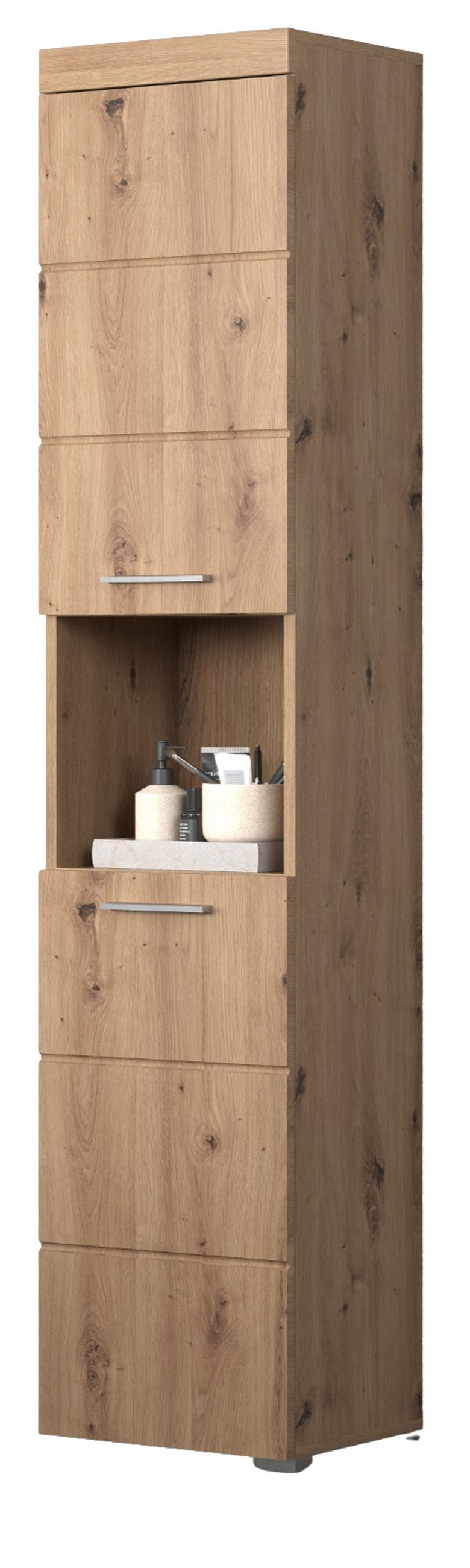 HOCHSCHRANK Asteiche 37 x 190 cm, Badschrank 2-türig - Eichefarben, Holzwerkstoff/Kunststoff (37/190/31cm) - Top.Furn