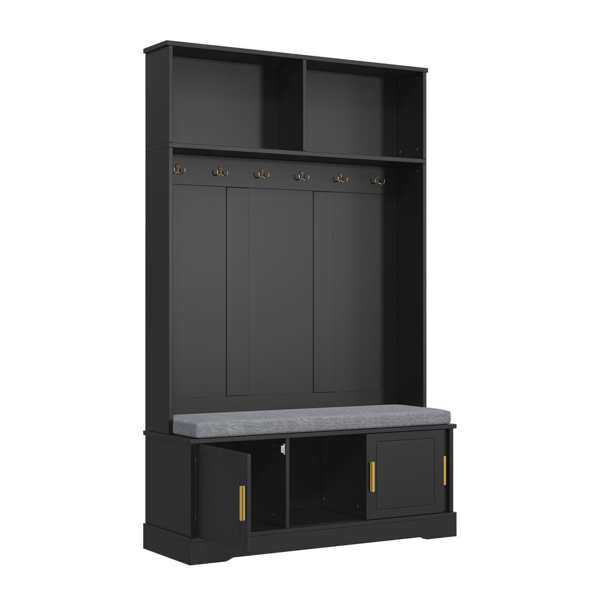 GARDEROBE mit Schuhbank 120 x 40 x 191 cm Schwarz - Schwarz, Holzwerkstoff (40/191/120cm) - Beauniv