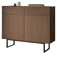 KOMMODE in Nussbaum 115 x 98 cm, Sideboard mit Push-to-Open - Nussbaumfarben/Schwarz, Holzwerkstoff/Metall (115/98/40cm) - Furn.Design
