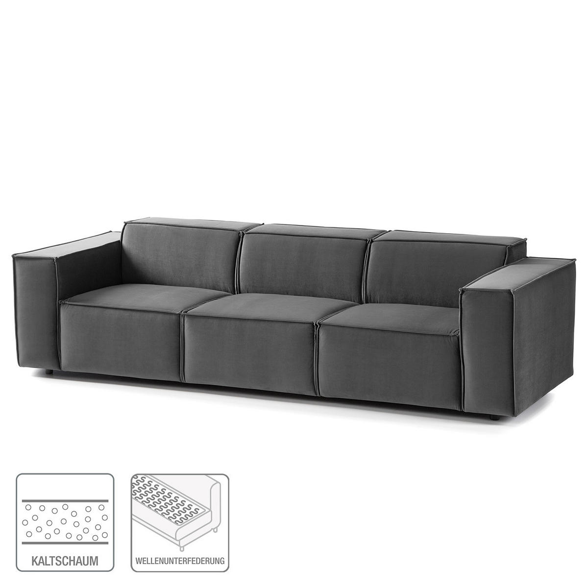 3-SITZER SOFA - Grau, Textil (260/70/96cm) - home24