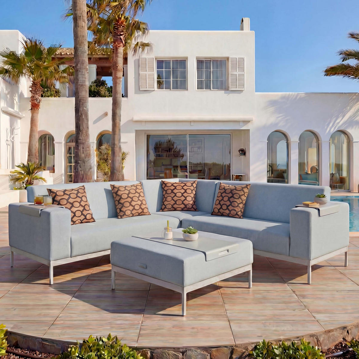 ALU-GARTEN-GARNITUR 11-TEILIG Hellblau - Hellblau, Textil - MCW