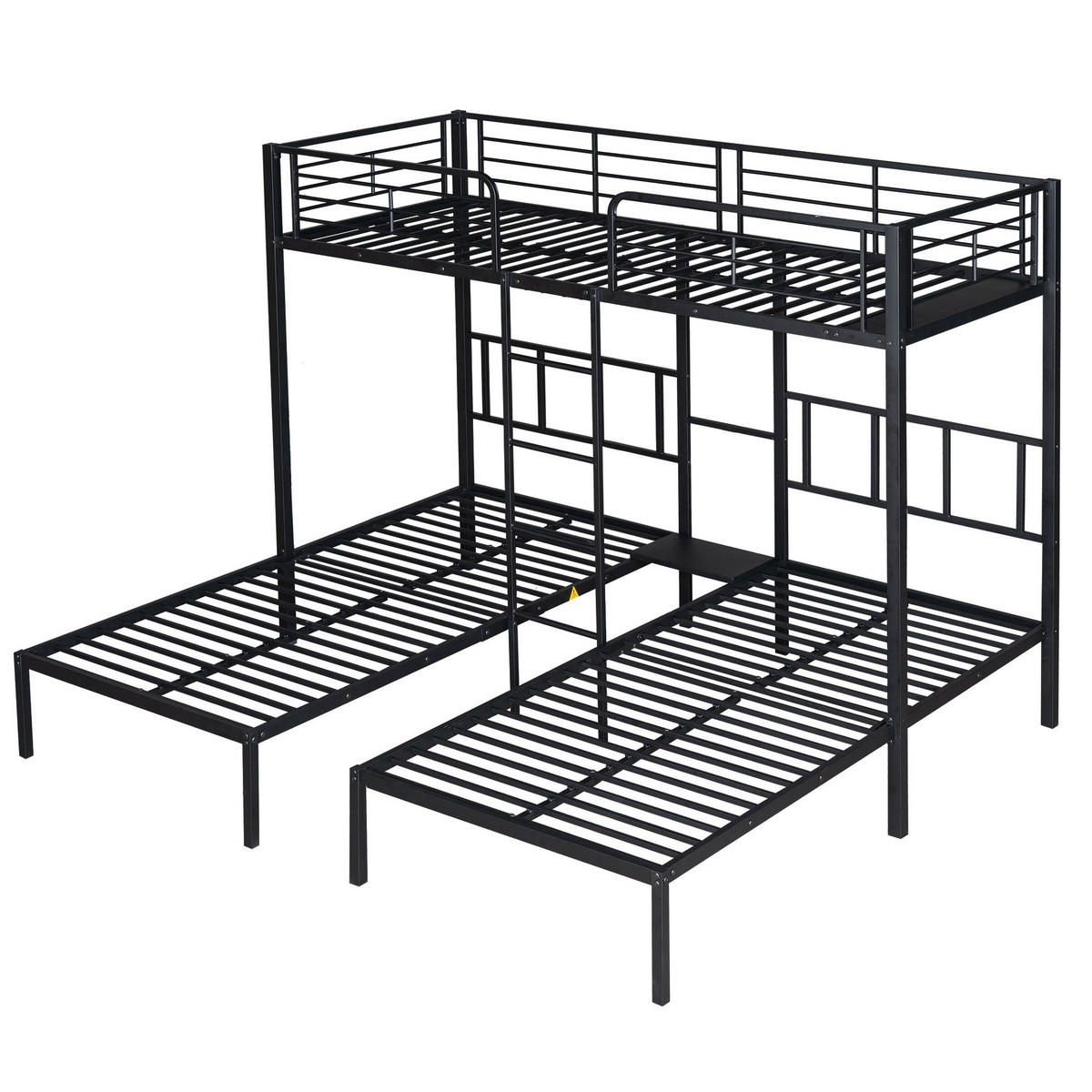 PALANDA 227/205,5/170 cm pro 3 osoby s bezpečnostním zábradlím, žebříkem a odkládací deskou, Černá - černá, kov (90/200cm) - Redom