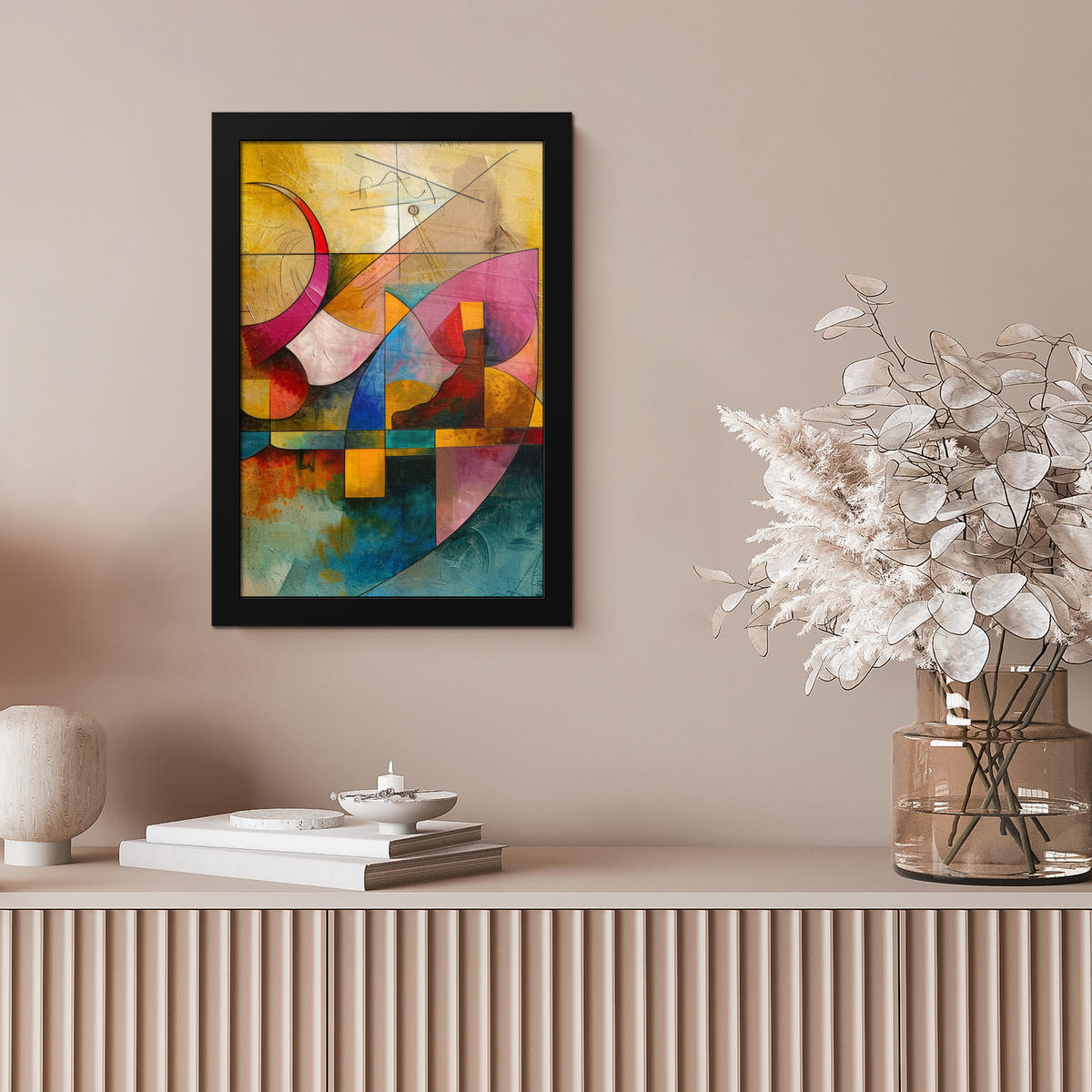 GERAHMTES BILD Kunst - Abstrakt - Modern 20x30 cm - Gelb, Papier (20/30cm) - MuchoWow