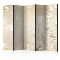 PARAVÁN Obojstranný 5-Dielny 225x172 cm Ornamenty - béžová, drevo/textil (225/172/3cm) - Muralo