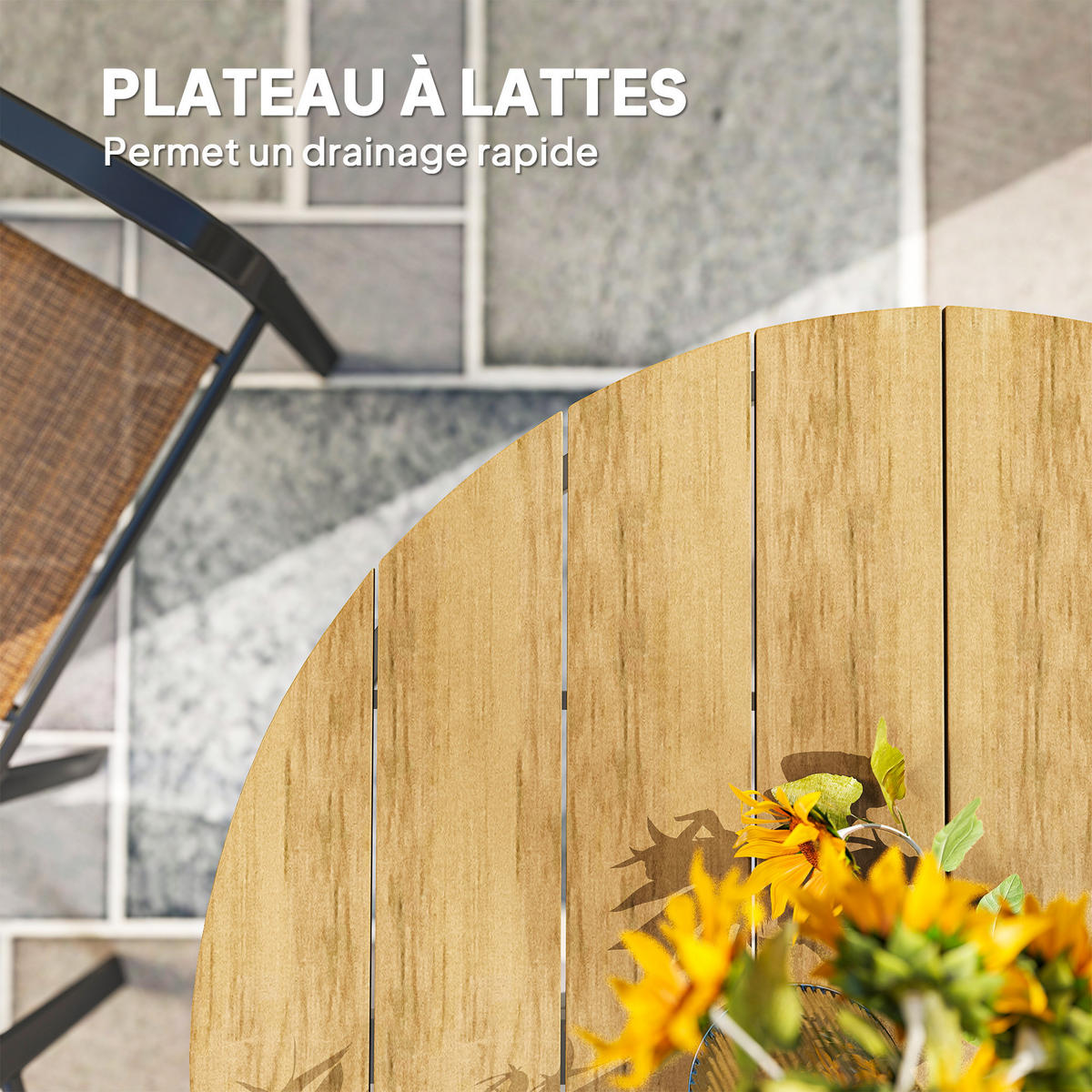 GARTENTISCH DE-14143 rund Ø118 cm, mit Lattenrost Teak - Teakfarben, Metall (118/118/74cm) - ComfortXL