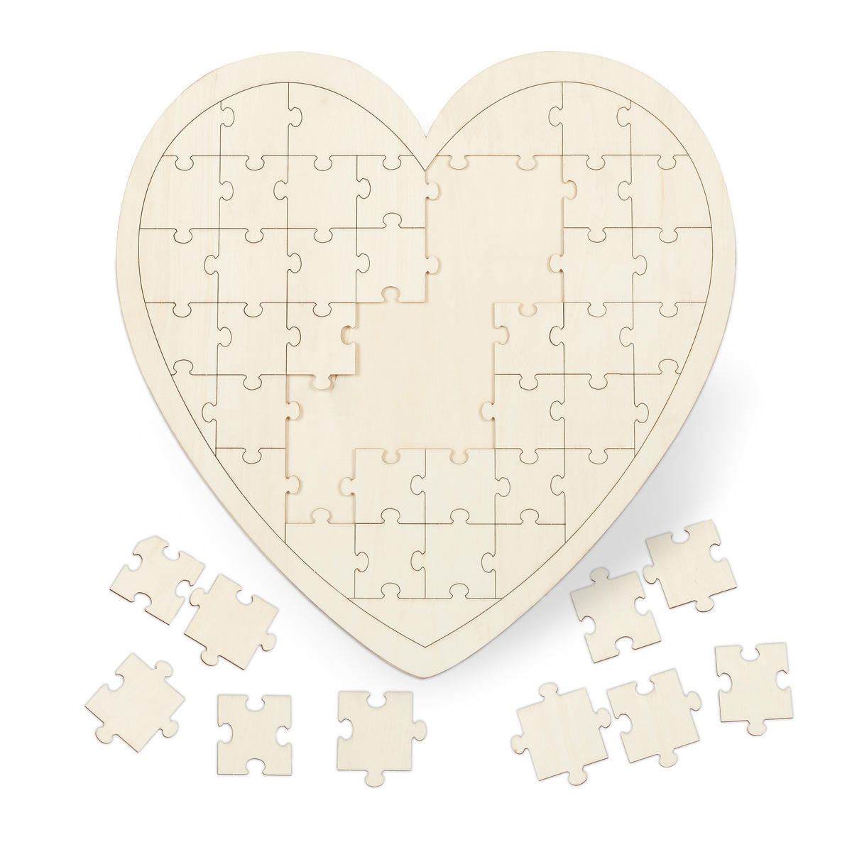 SRDCOVÉ puzzle - krémová, drevo (45/0.6/45cm) - Relaxdays